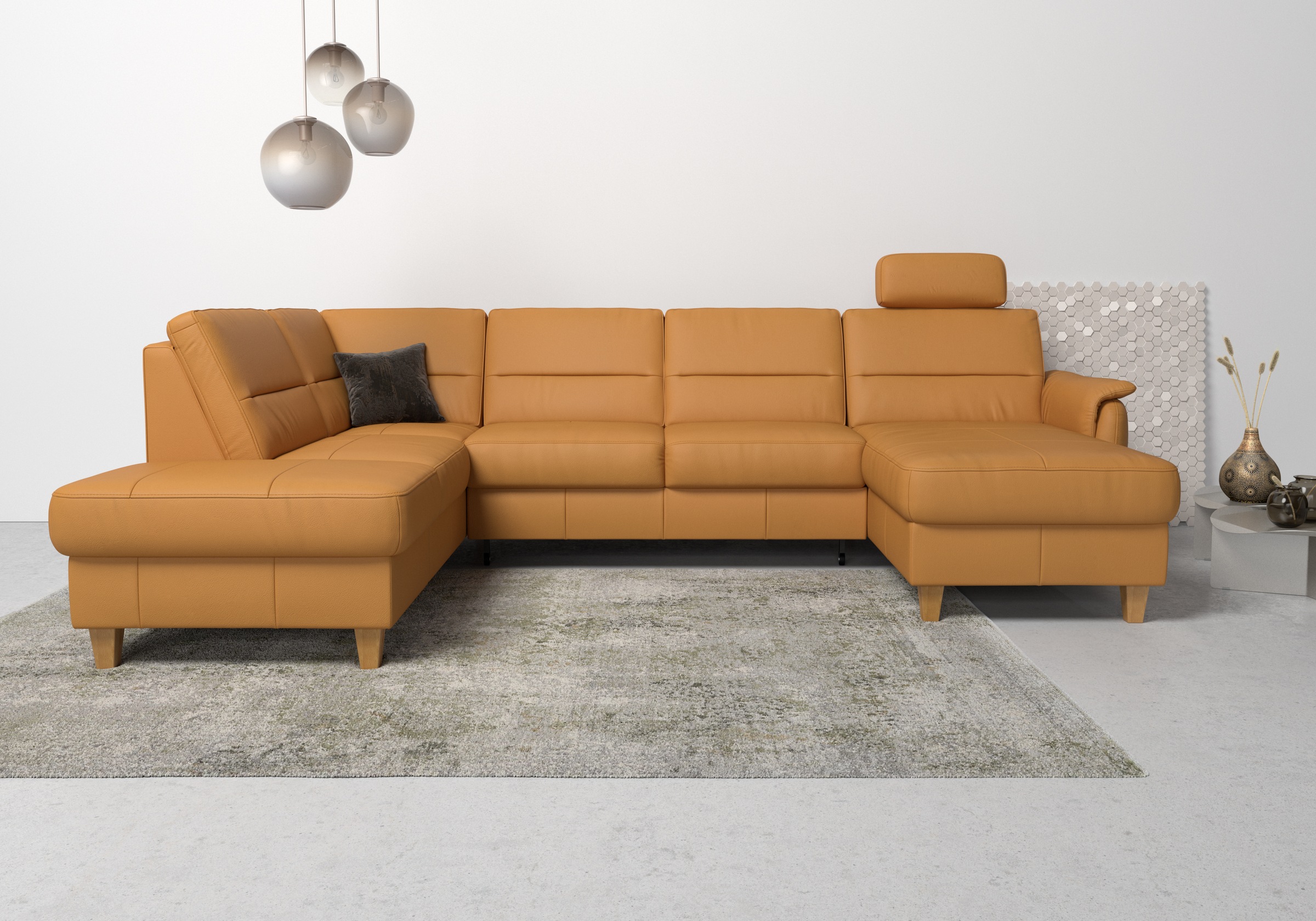 Home affaire Wohnlandschaft »Palmera U-Form«, Federkern, wahlweise mit Bettfunktion und mit/ohne Stauraum