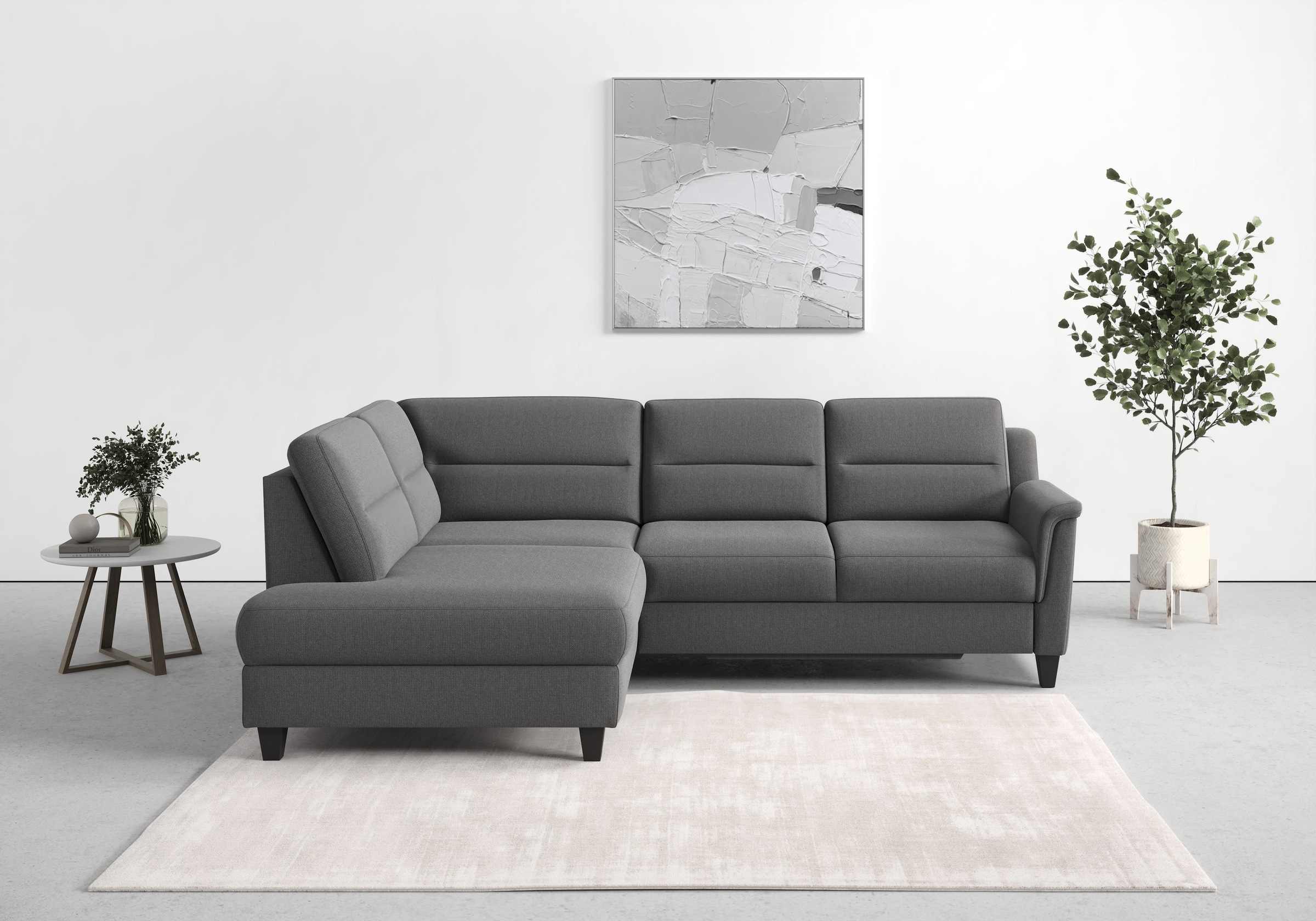 sit&more Ecksofa »Farö L-Form«, inklusive Federkern, wahlweise mit Bettfunktion und Bettkasten