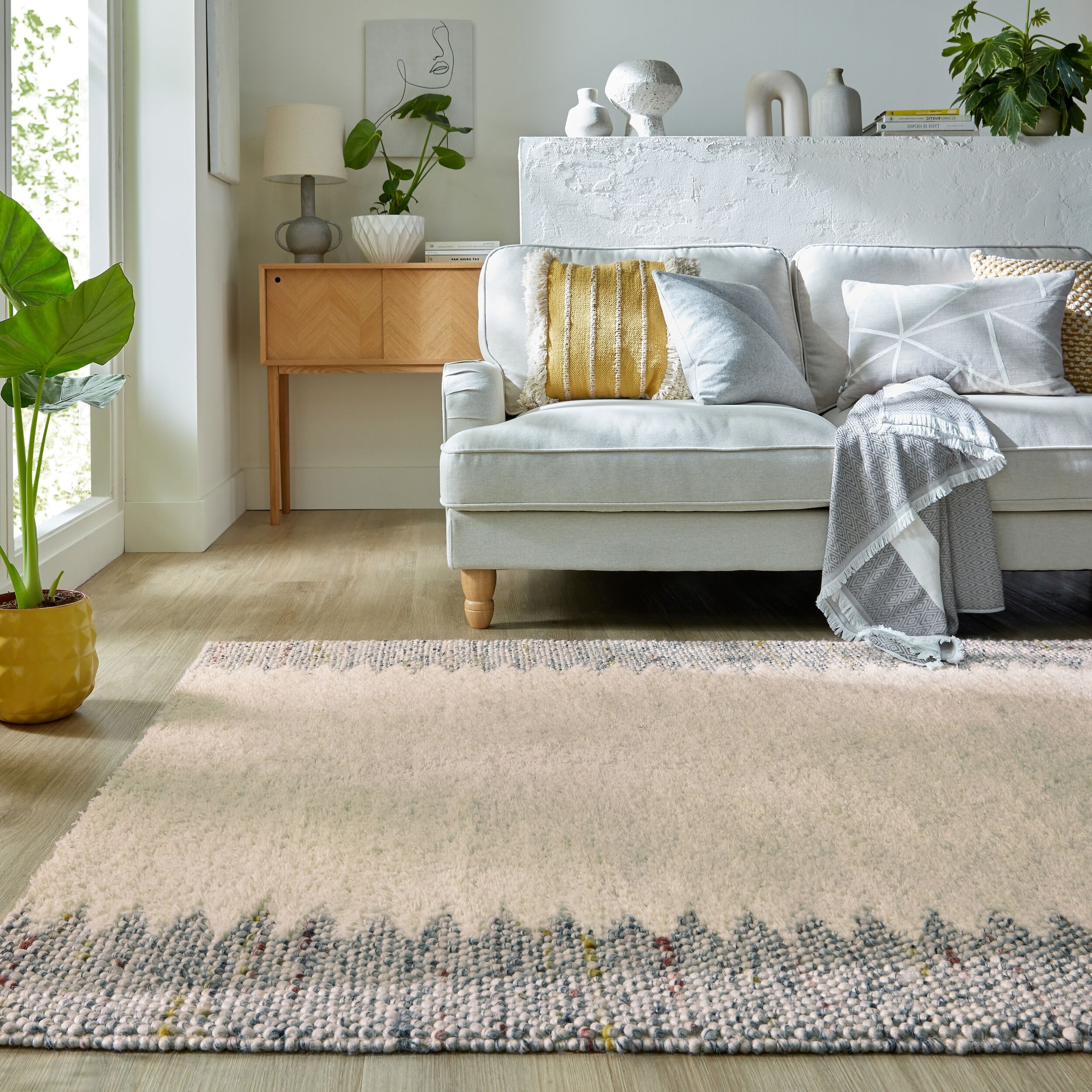 FLAIR RUGS Wollteppich »Minerals Border«, rechteckig, 3 mm Höhe, Mineralien günstig online kaufen