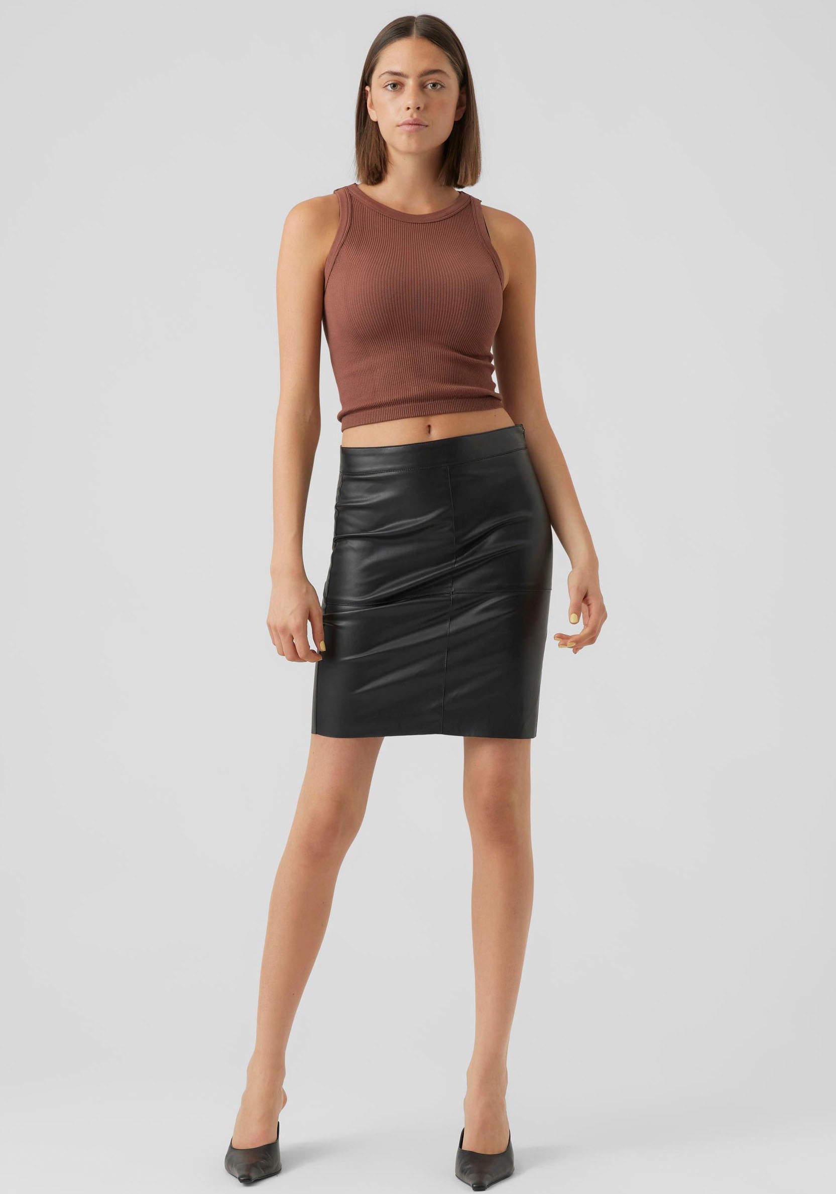 3. Bild von Vero Moda Lederimitatrock »VMOLYMPIA HR SHORT PL SKIRT«
