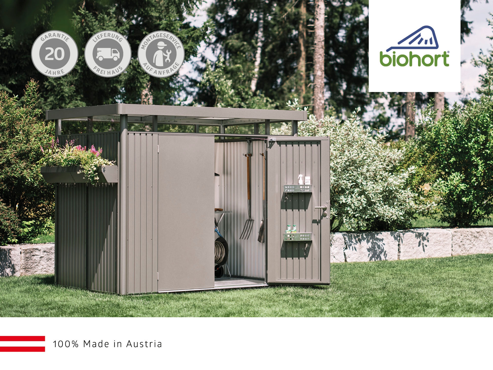 Biohort Mehrzweckschrank »Romeo Gr. M high, verschiedene Farben«, 132x57x181 cm, der ideale Terrassenschrank aus Metall