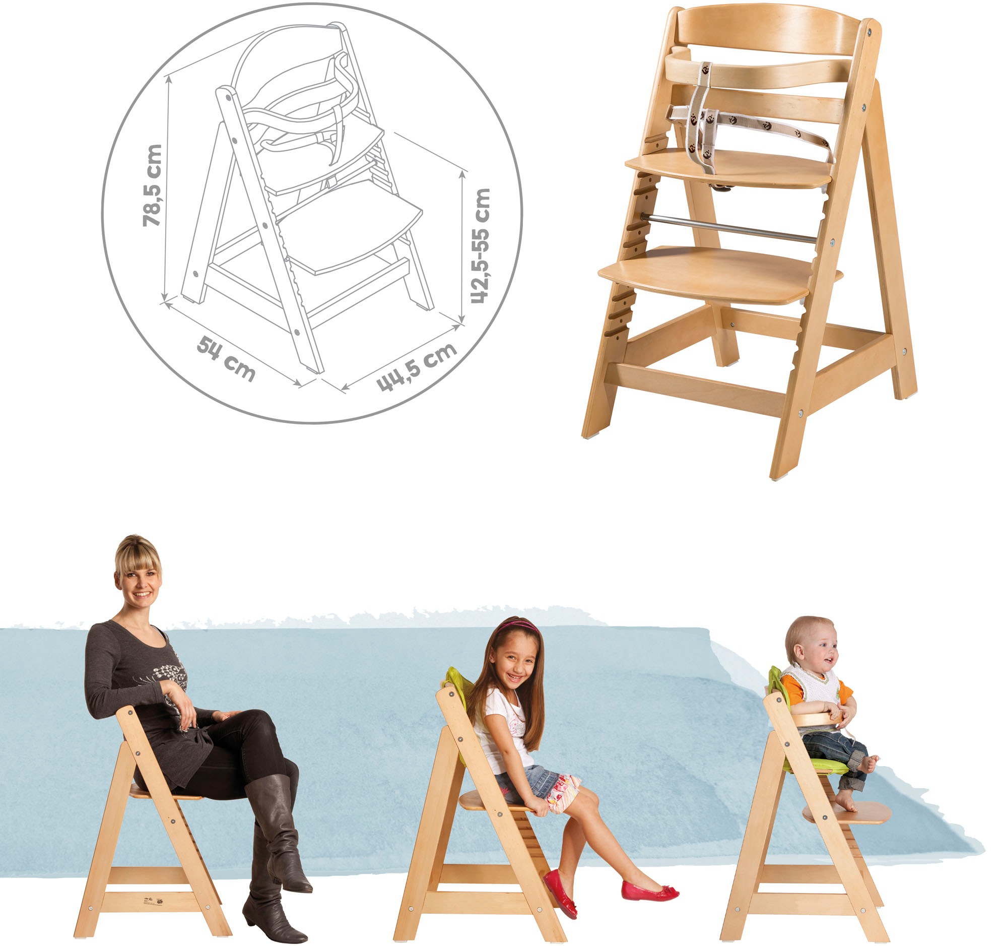 roba® Hochstuhl »Treppenhochstuhl Sit Up Click, natur«, aus Holz