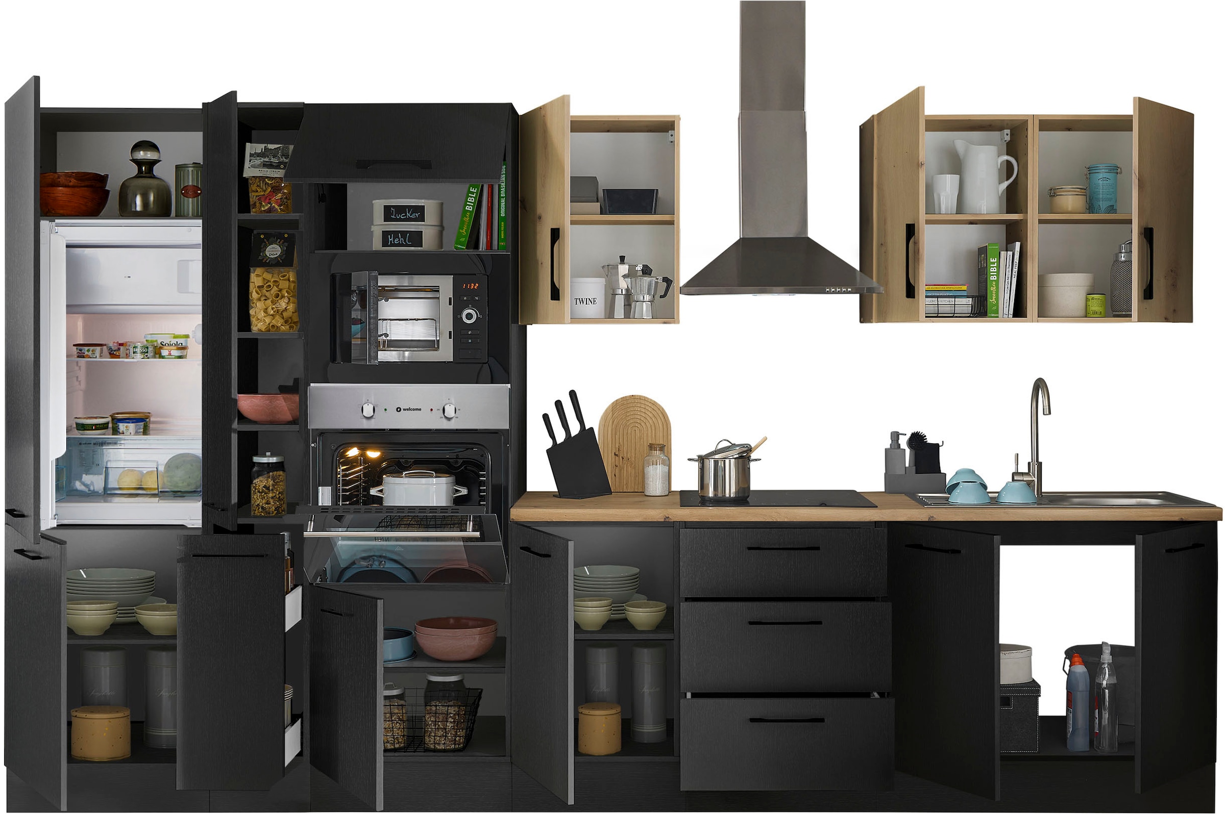 BASIC by Balculina Küchenzeile »Turin«, Breite 360 cm, wahlweise mit E-Geräten