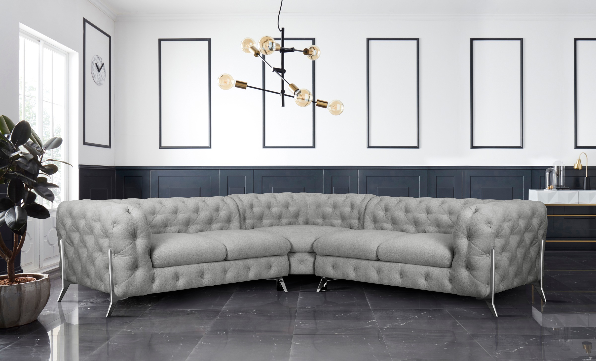 Leonique Chesterfield-Sofa »Amaury L-Form«, Chesterfield-Optik, Breite/Tief günstig online kaufen