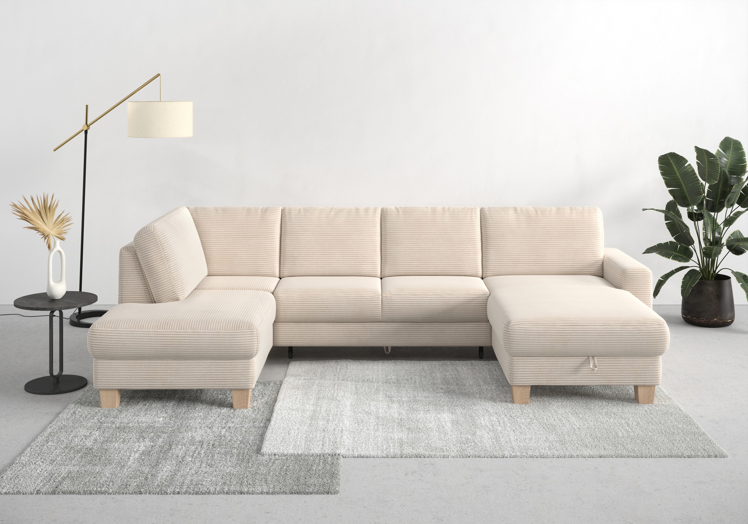 Home affaire Wohnlandschaft »Summer U-Form«, mit oder ohne Bettfunktion und Bettkasten, Cord-Bezug