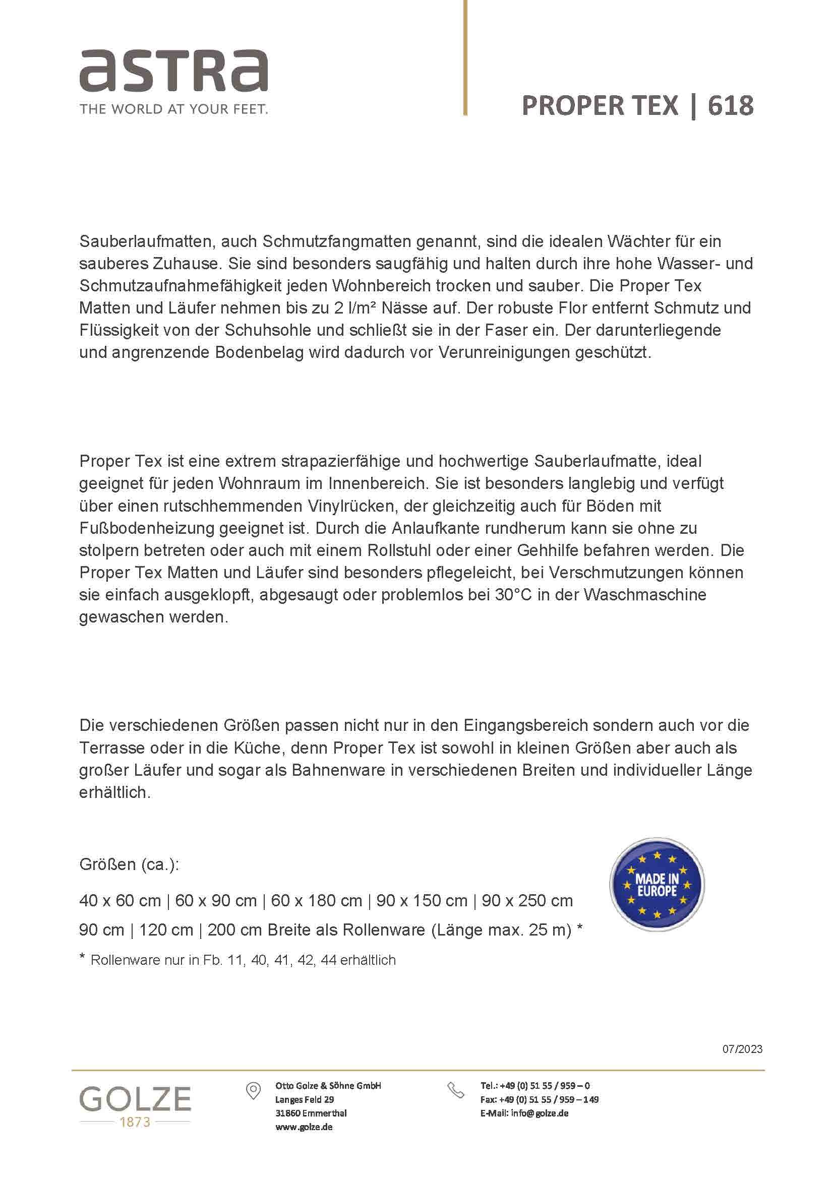 ASTRA Fußmatte »Proper Tex 618« rechteckig 9 mm Höhe Schmutzfangmatte, auch als Läufer, waschbar, In -und Outdoor geeignet
