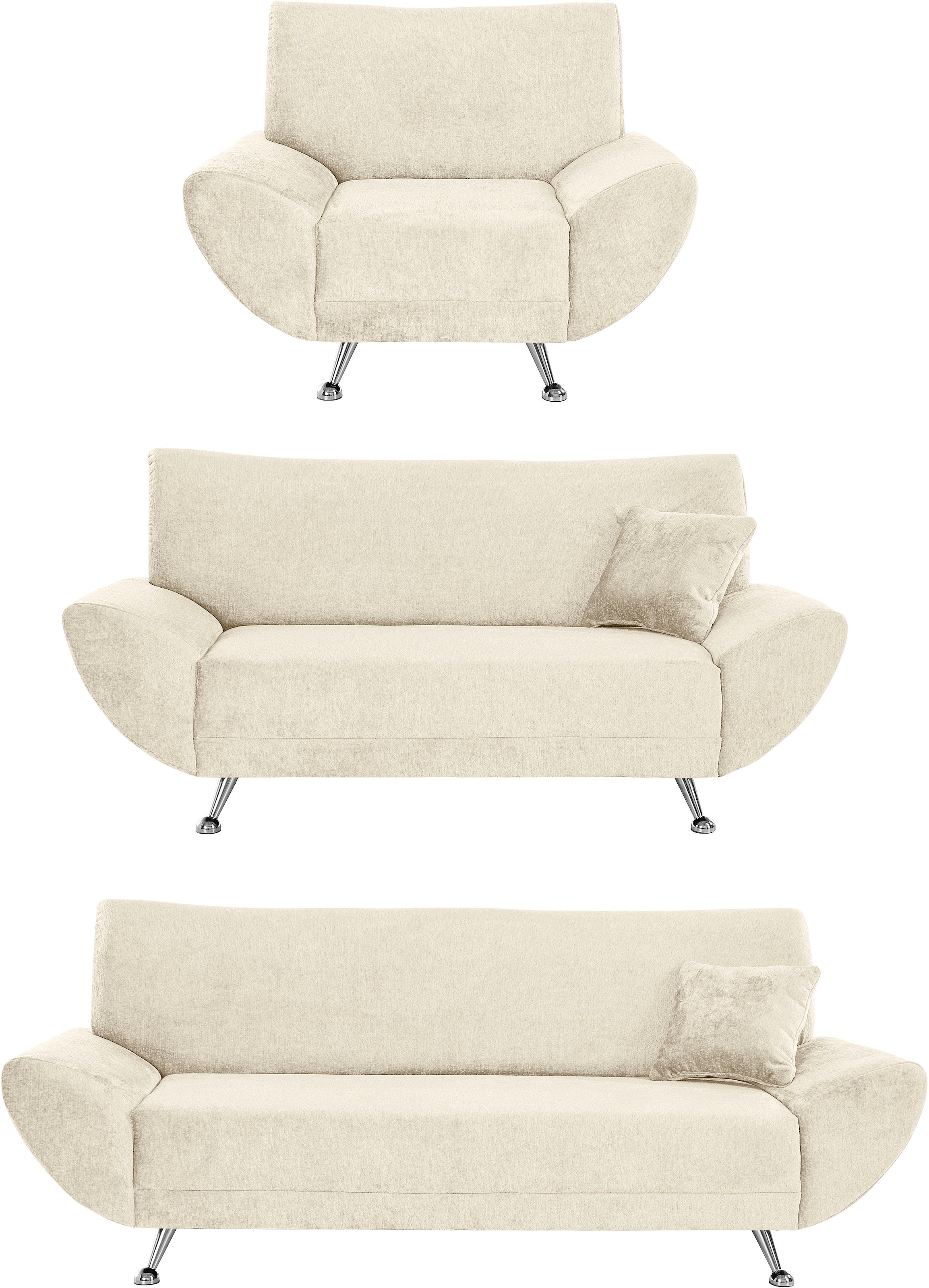 INOSIGN Polstergarnitur »Saltare elegant und komfortabel, toller Fuß als Designelement«, (3 tlg.)