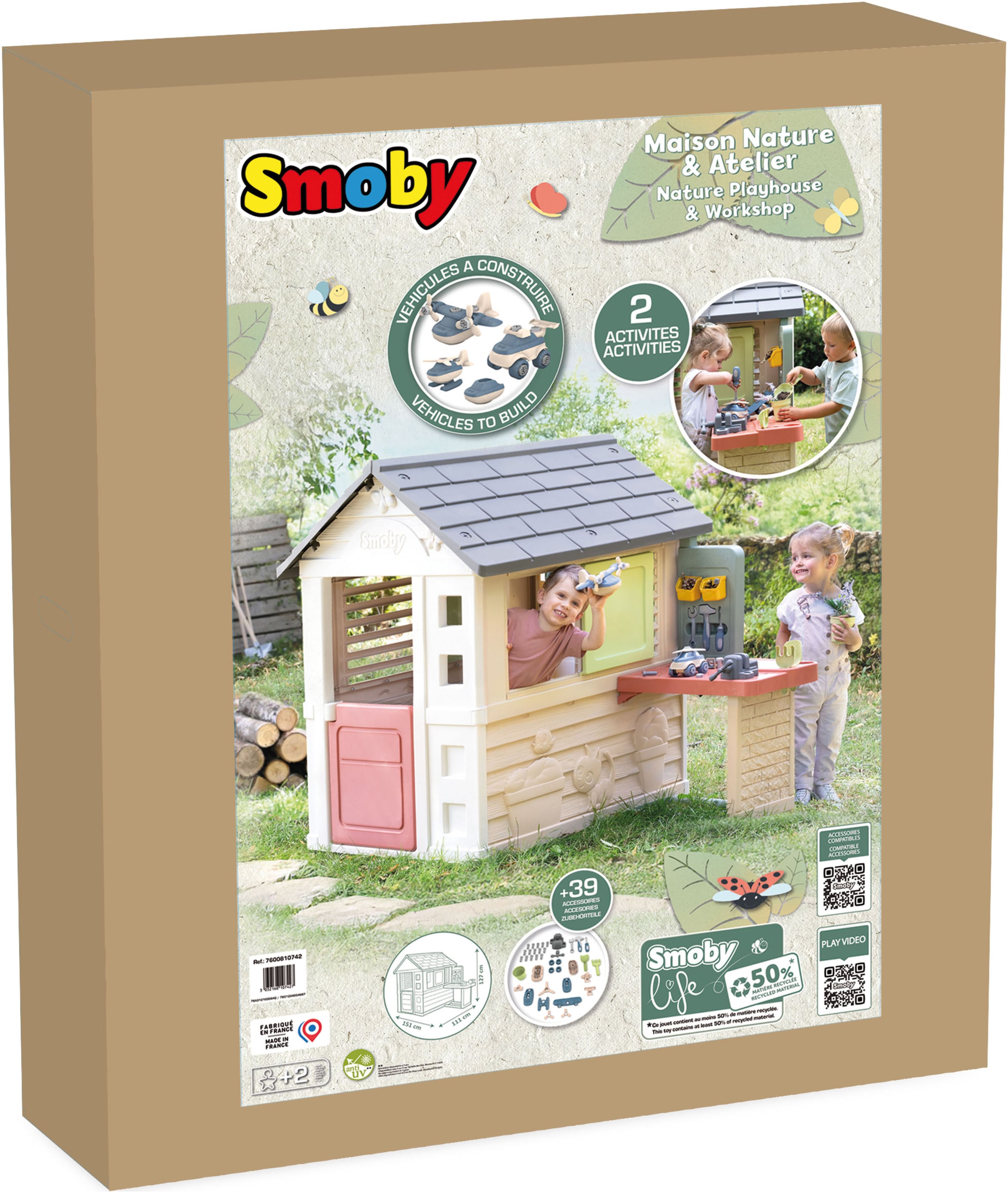 Smoby Spielhaus »Smoby Life Natur mit Werkstatt«