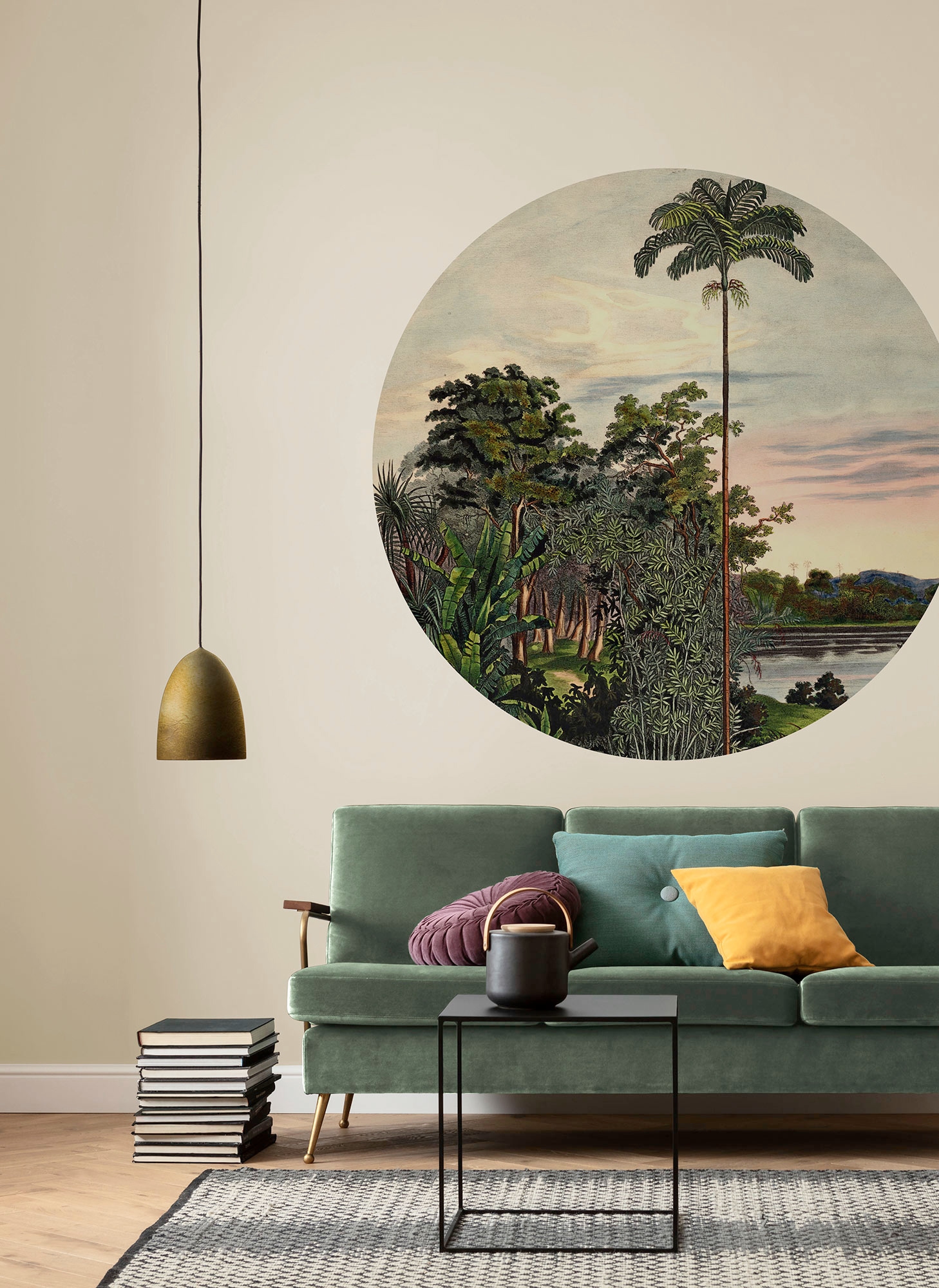 Komar Fototapete »Vlies selbstklebend - Vintage Landscape - Größe 125 x 125 cm«, bedruckt, Wohnzimmer, Schlafzimmer