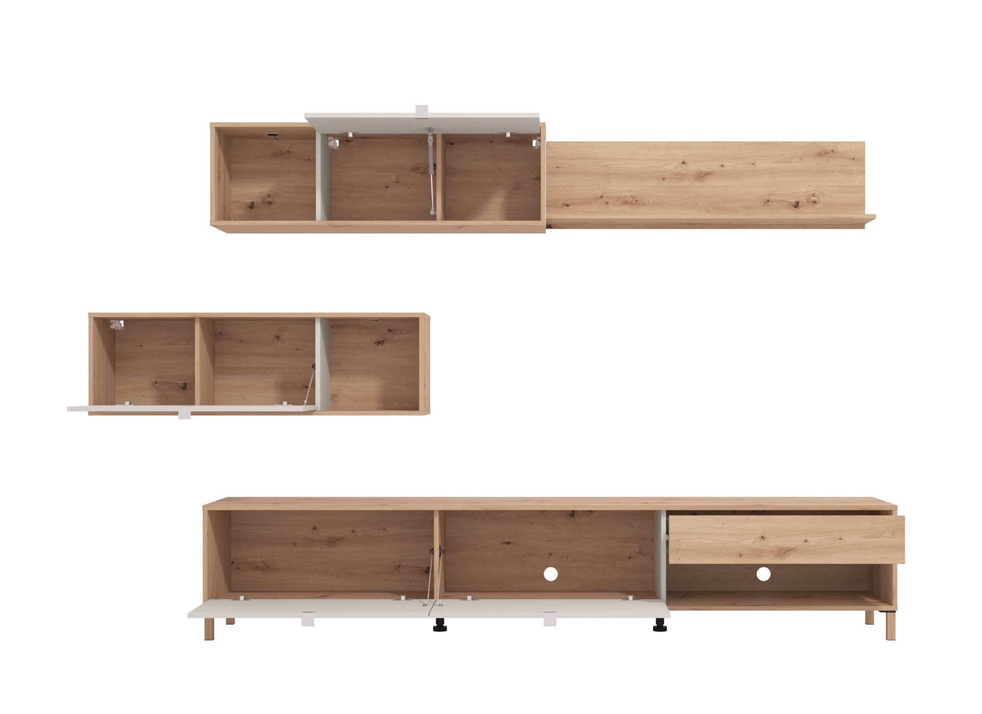 Home affaire Wohnwand »Norwich Anbauwand, Wohnkombination, Wohnzimmer-Set« 4 Stk. tlg.