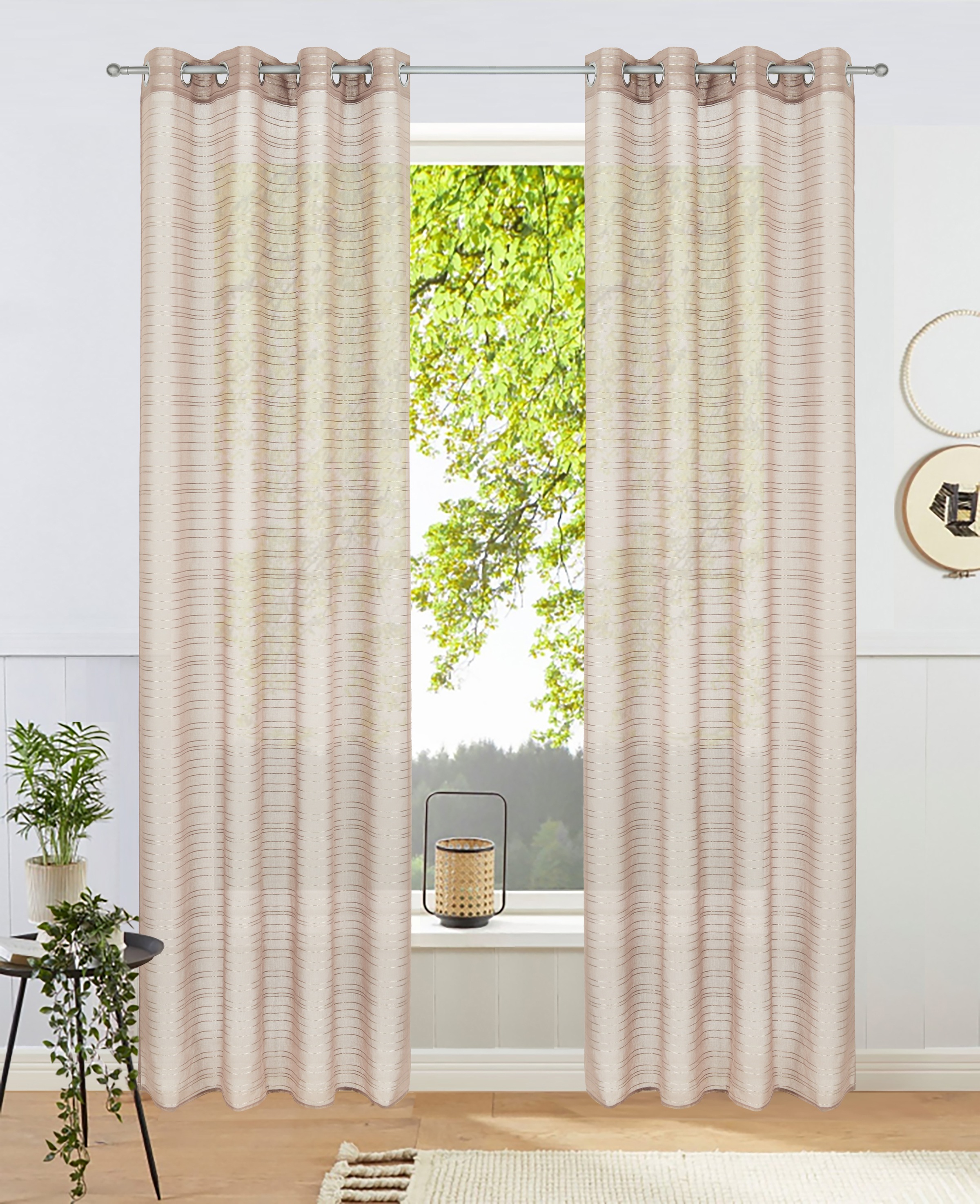 Bruno Banani Gardine "Linus" Ösen 1 Stk. tlg. 1 Schal, eingewebte Querstrei günstig online kaufen