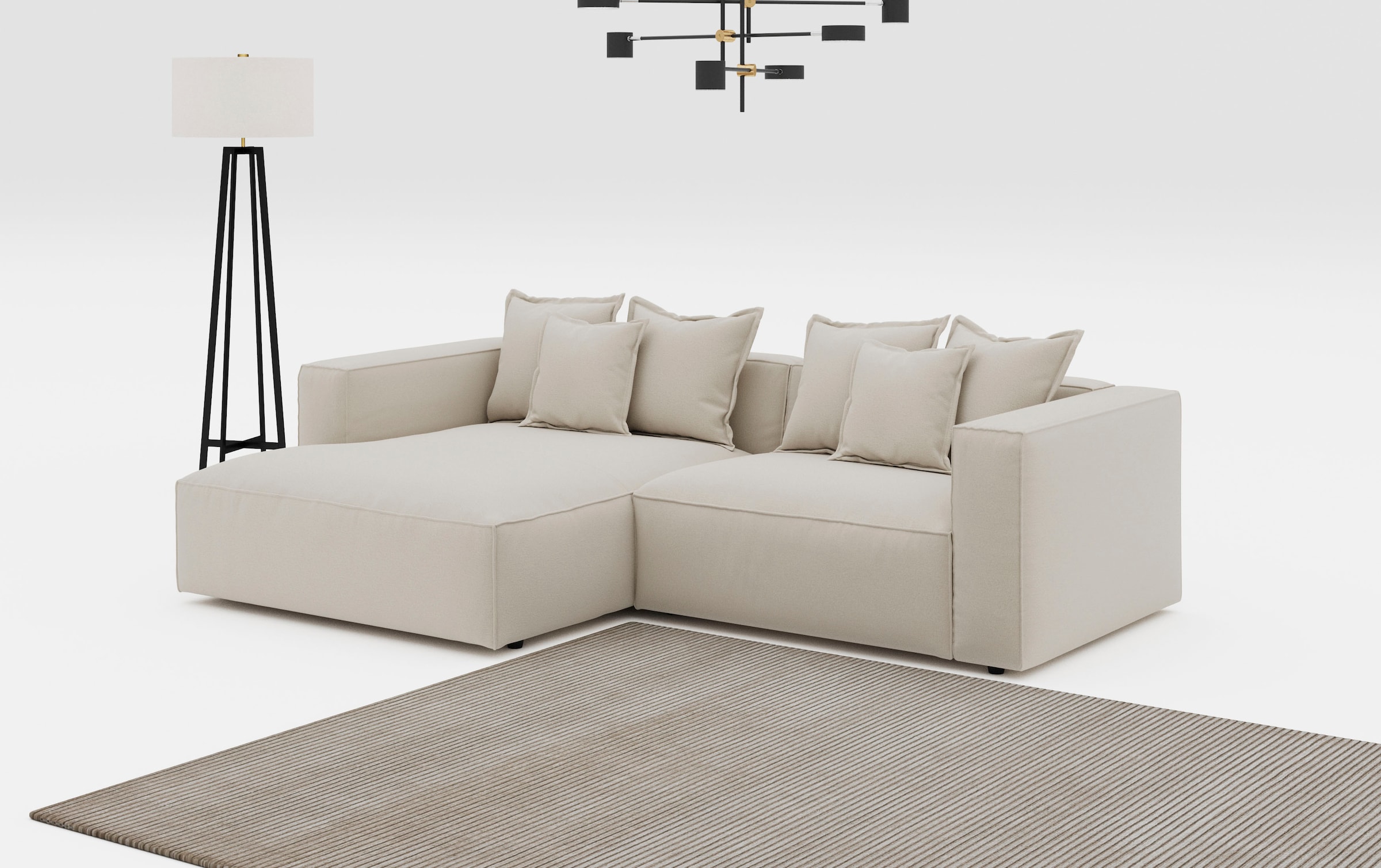 INOSIGN Ecksofa »Cowboy L-Form«, mit 6 Kissen, kubisches Sofa günstig online kaufen