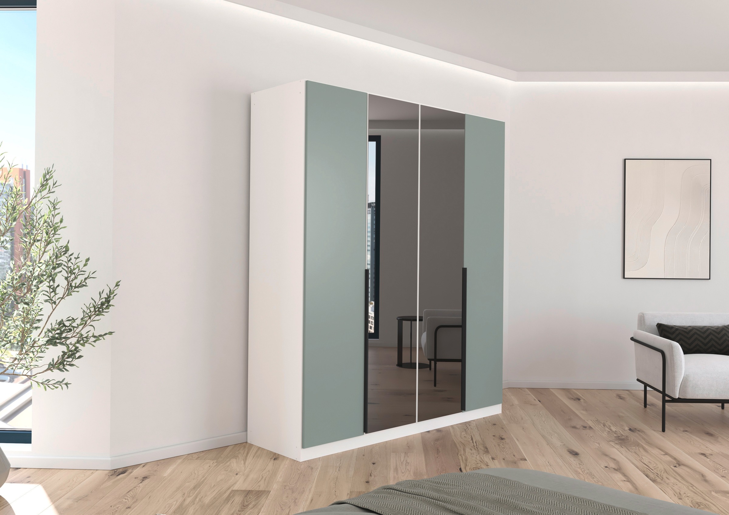 INOSIGN BY RAUCH Drehtürenschrank »Ferris Schrank Breite 2,10m BESTSELLER Schlafzimmerschrank«, Kleiderschrank mit Spiegel in den Ausführungen BASIC/CLASSIC/PREMIUM
