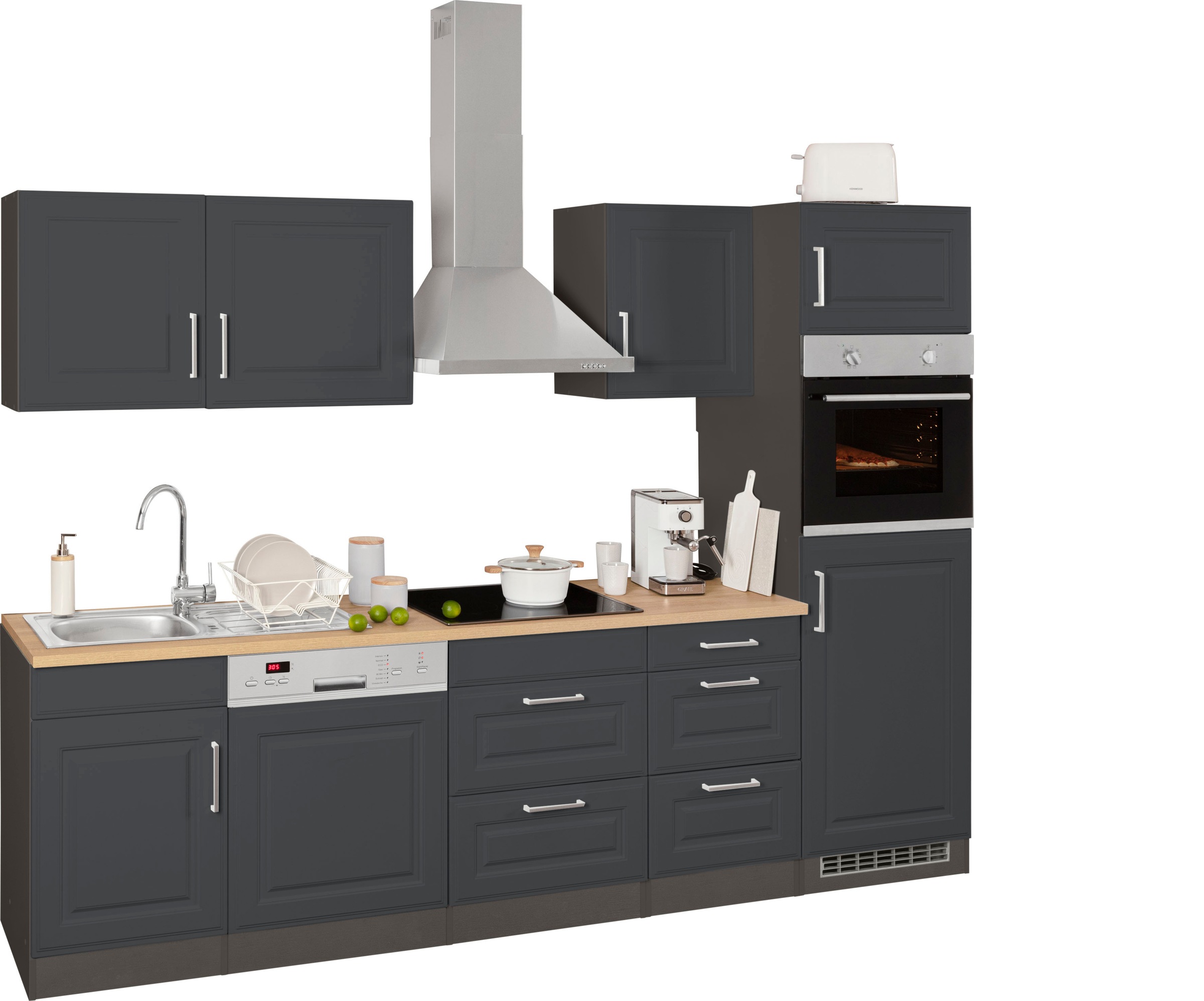 HELD MÖBEL Küchenzeile "Stockholm", Breite 280 cm, mit hochwertigen MDF Fro günstig online kaufen