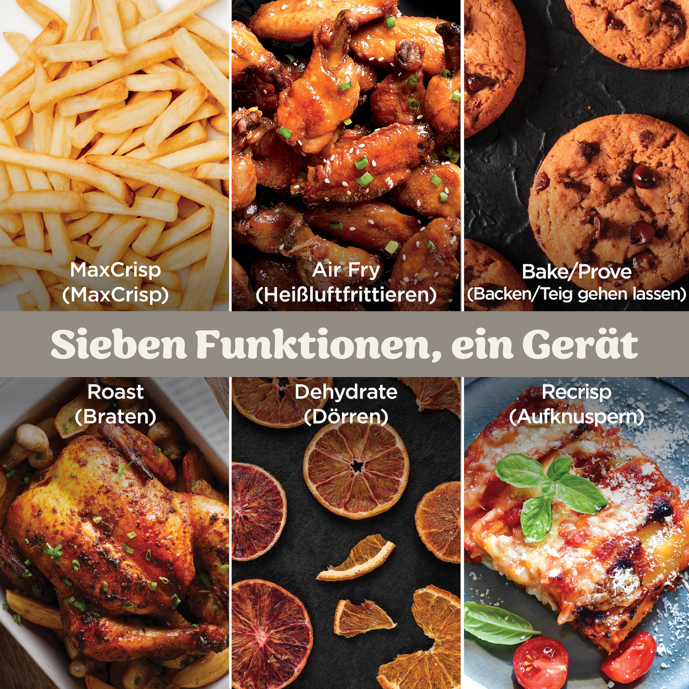 NINJA Heißluftfritteuse »CRISPi PRO 7-in-1 Glas-Air-Fryer - Beige AS101EULG« 2050 W 7 Kochfunktionen, Vorbereitung, Zubereitung + Aufbewahrung von Speisen