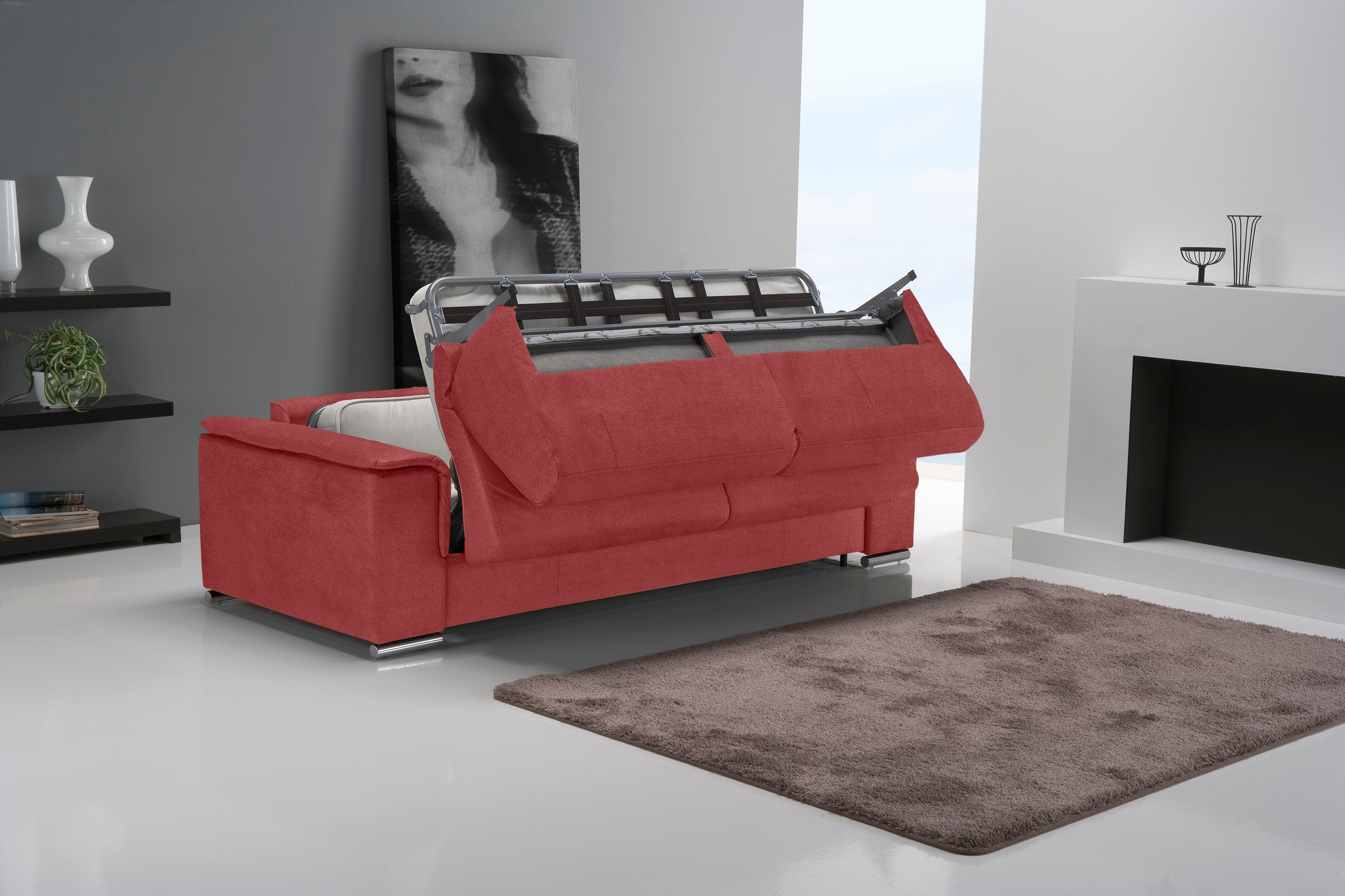 Egoitaliano Schlafsofa »Cecilia, modern & elegant, erstklassiger Sitzkomfort, Dauerschläfer«, inkl. Matratze und hochwertigem Metallbettrahmen, toller Schlafkomfort