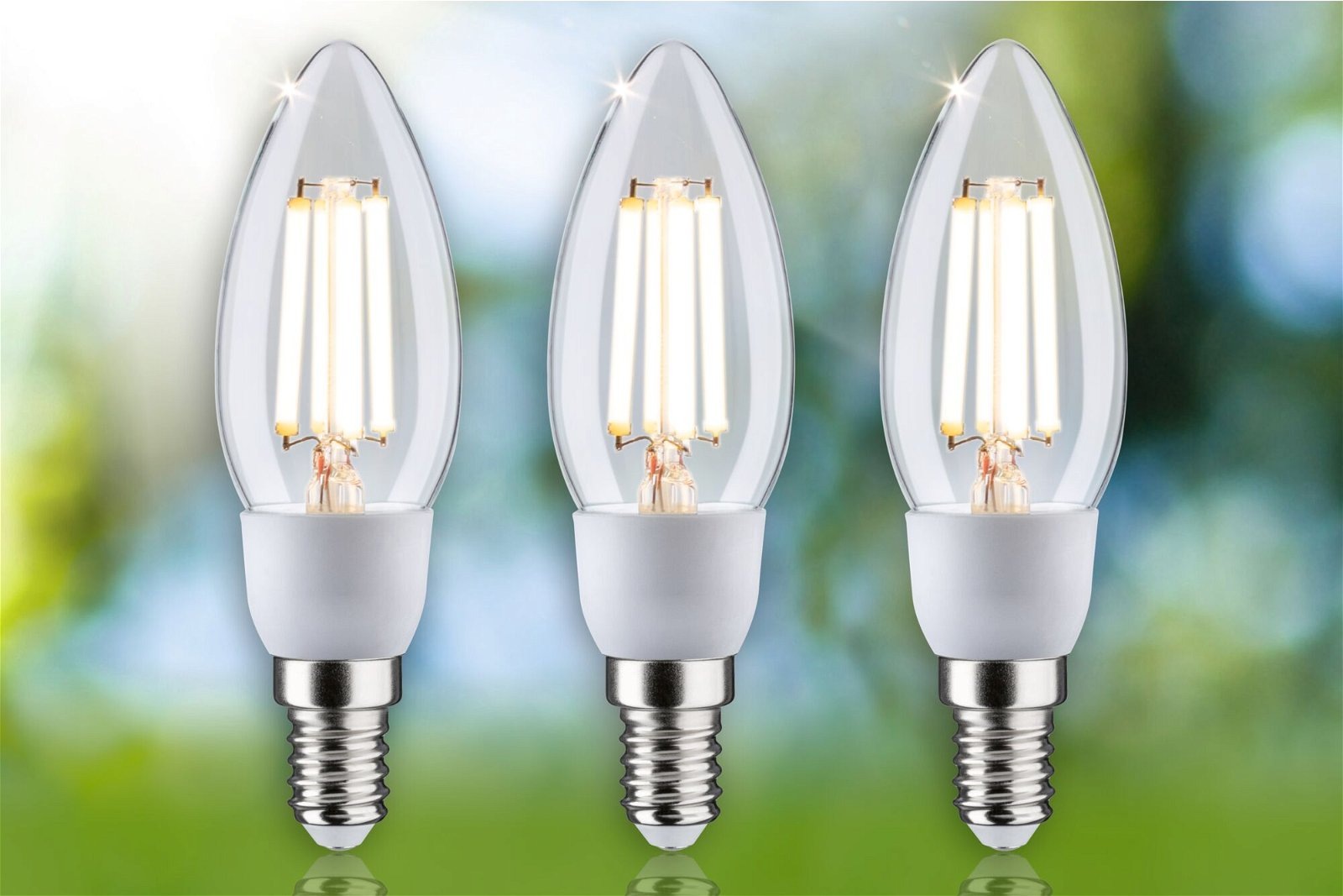 Paulmann LED-Leuchtmittel »Eco-Line 3er Pack Kerze 525lm 2,5W 3000K klar 230V«, Warmweiß