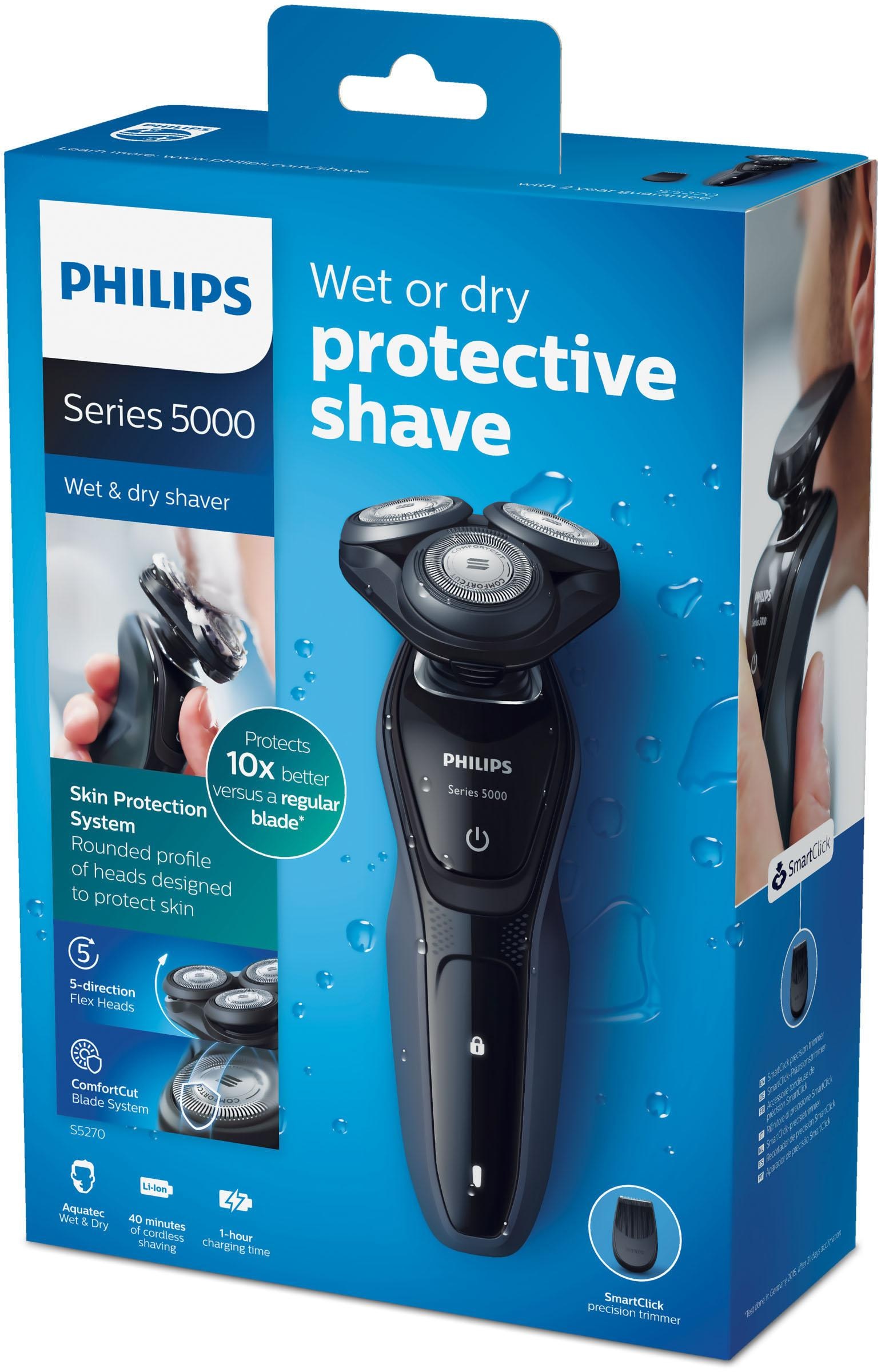 kaufen Philips 1 »Series S5270/06«, St. 5000 Aquatec SmartClick- Elektrorasierer Wet&Dry Aufsätze, Präzisionstrimmer, ComfortCut, Akku, günstig