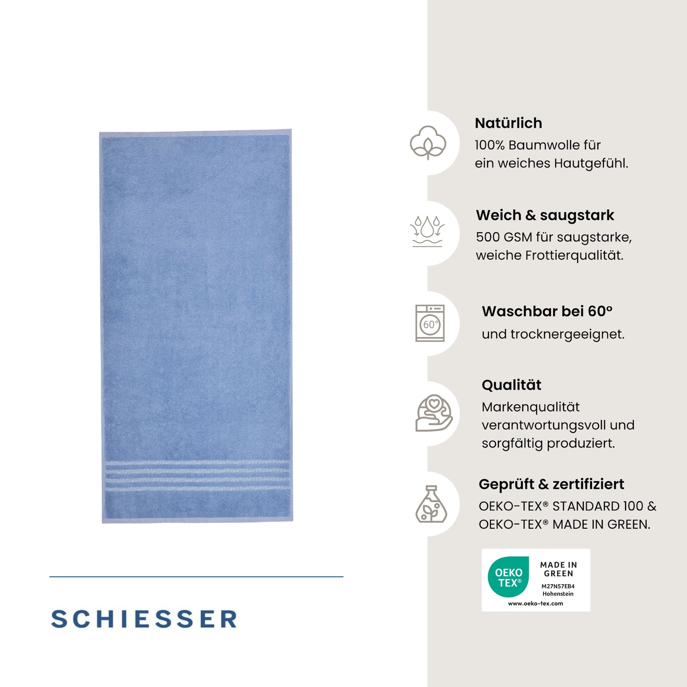 Schiesser Handtücher »Milano aus 100% Baumwolle mit eleganter Bordüre in Hoch-Tief-Optik« OEKO-TEX® MADE IN GREEN