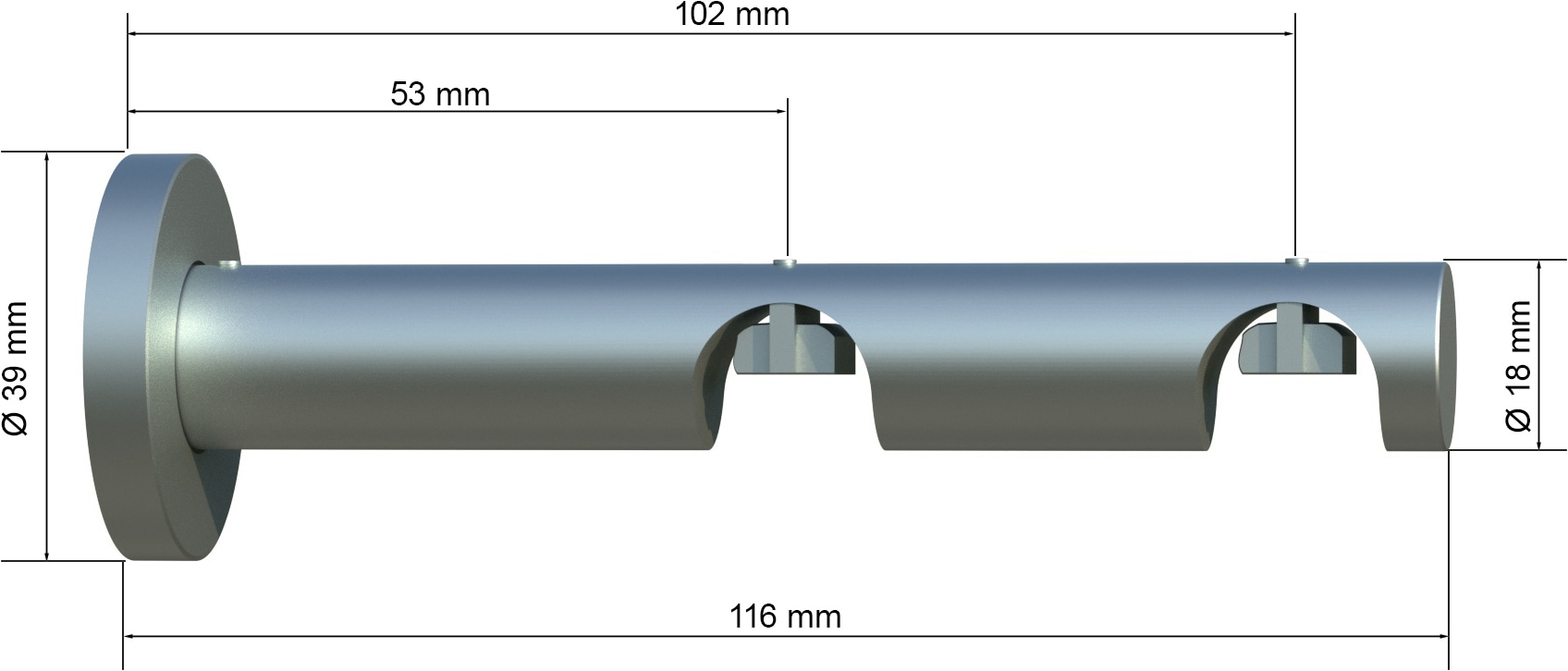 indeko Gardinenstangenhalter »Innenlaufträger« Innenlaufsysteme, (1-St), ø 16 mm für Innenlaufsysteme 2-Lauf