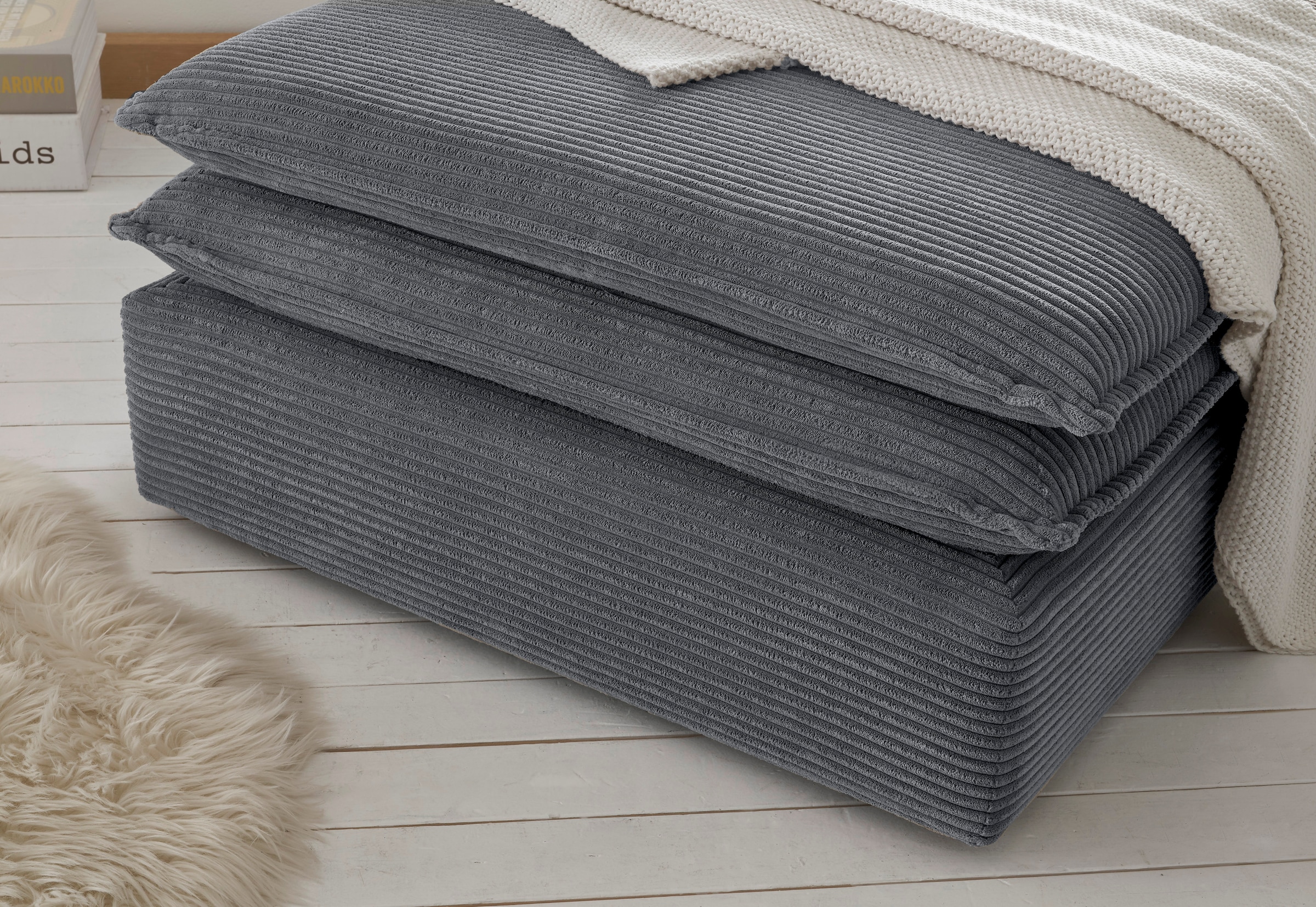 Home affaire Sitzgruppe »PIAGGE« 2 Stk. tlg. Hochwertiger Cord, Loveseat und Loveseat-Hocker im Set