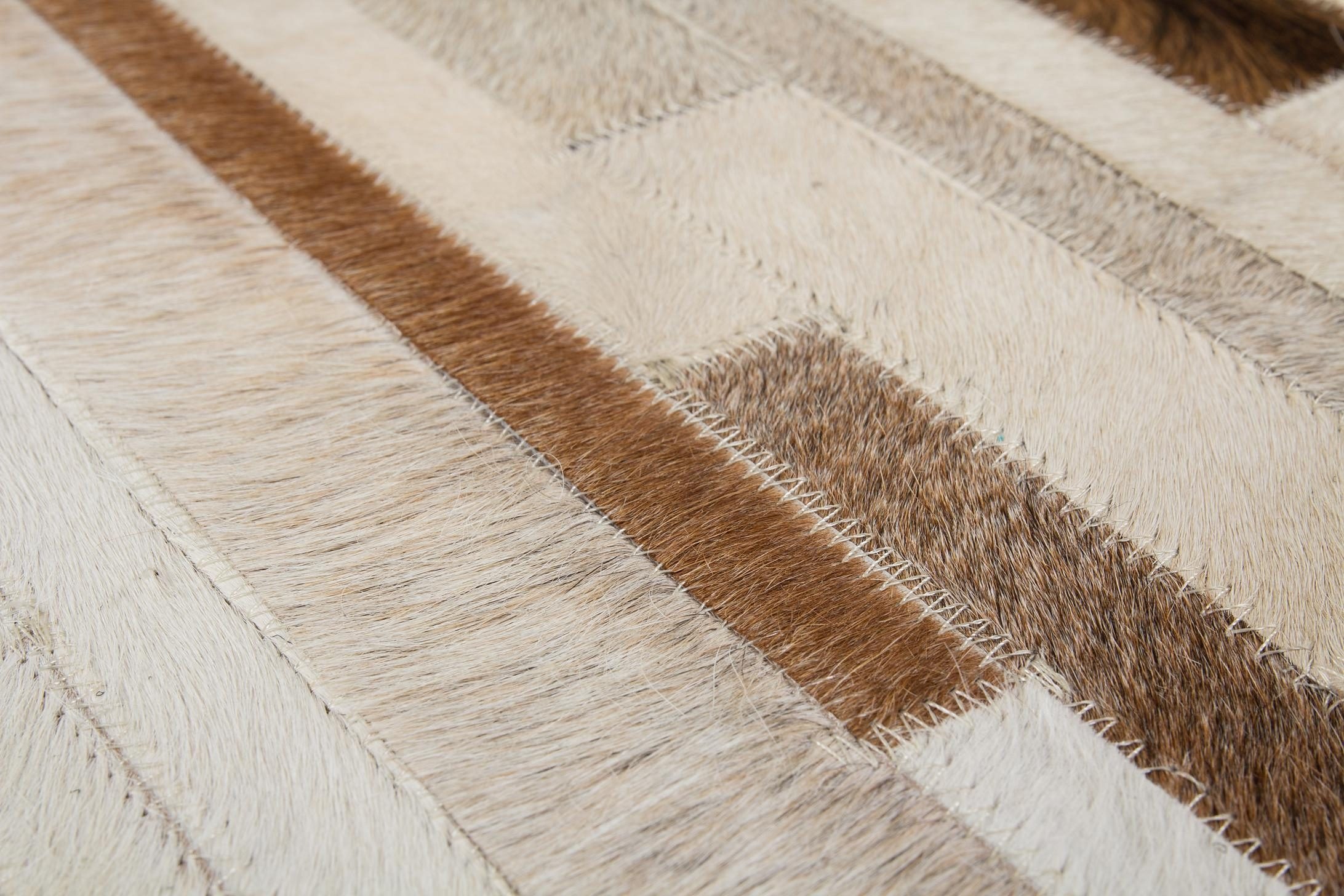 Kayoom Fellteppich »Lavish 110«, rechteckig, 8 mm Höhe, Patchwork-echtes Leder-Fell, Wohnzimmer