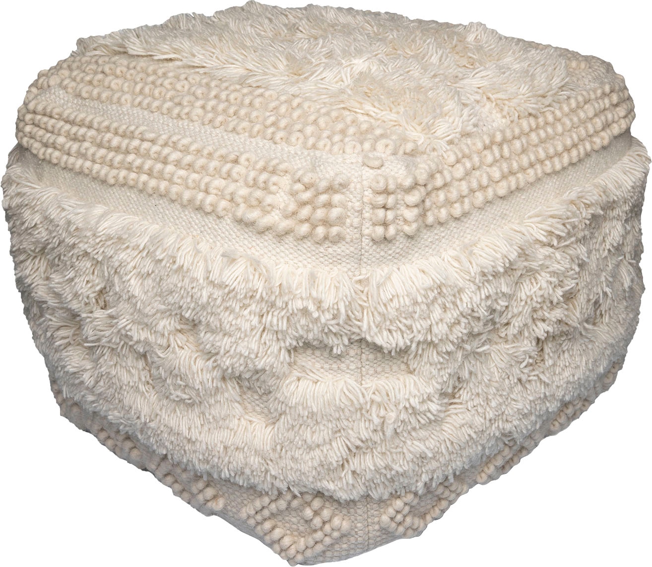 Kayoom Pouf »Bohist 125 50cm x 50cm, Strukturen mit Fransen und Quasten«, ( günstig online kaufen