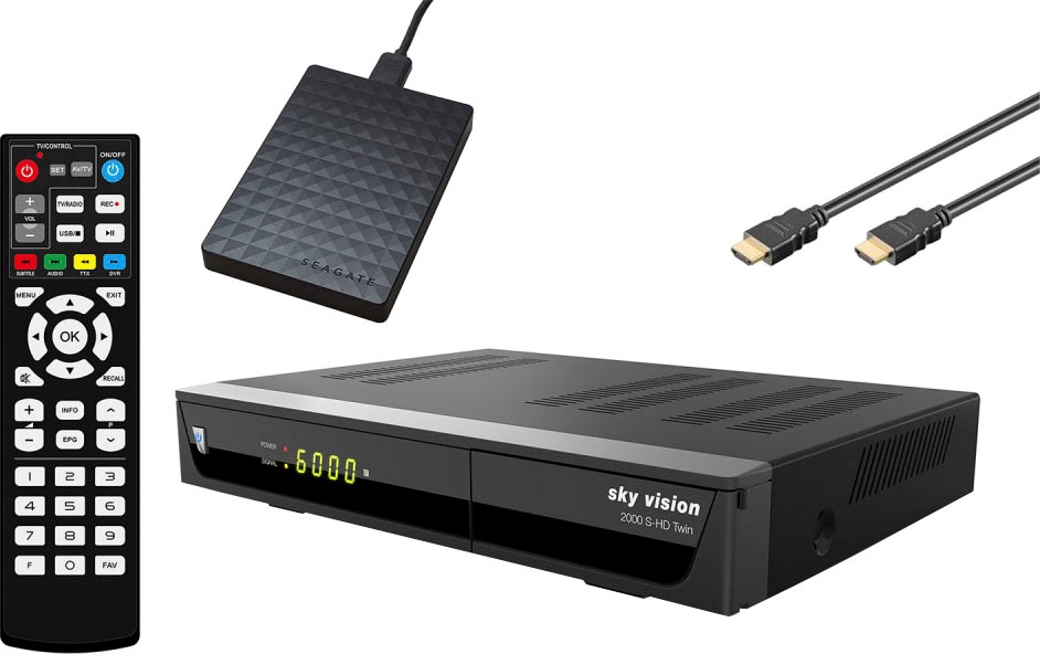 Sky Vision SAT-Receiver »2000 S-HD Twin + ext. USB HDD 1TB«, (LAN (Ethernet)  USB-Mediaplayer) auf Raten kaufen
