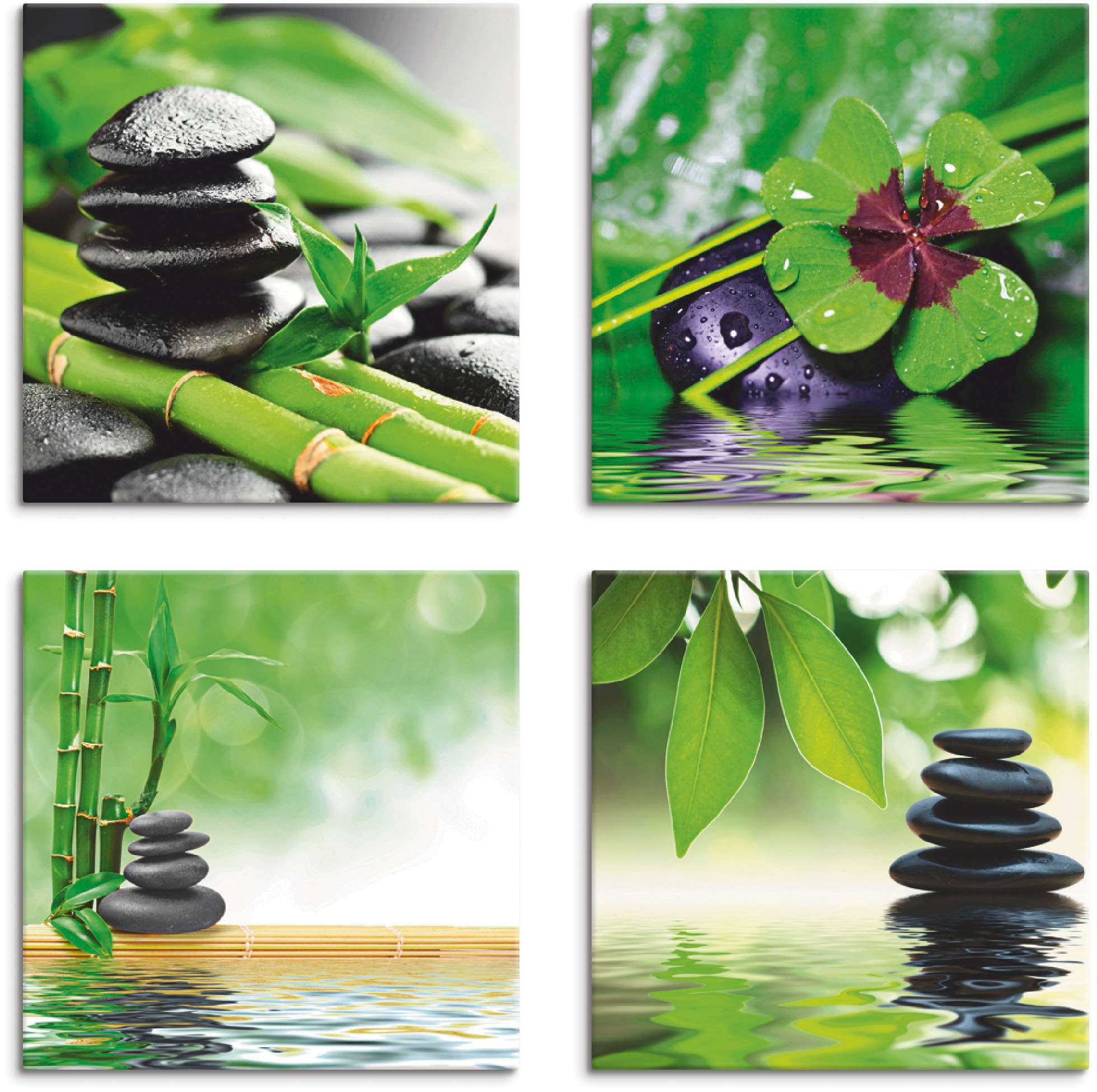 Artland Leinwandbild »Glücksklee Zen online St.), Set, verschiedene Größen Wasser«, (4 kaufen Zen, Steinpyramide 4er