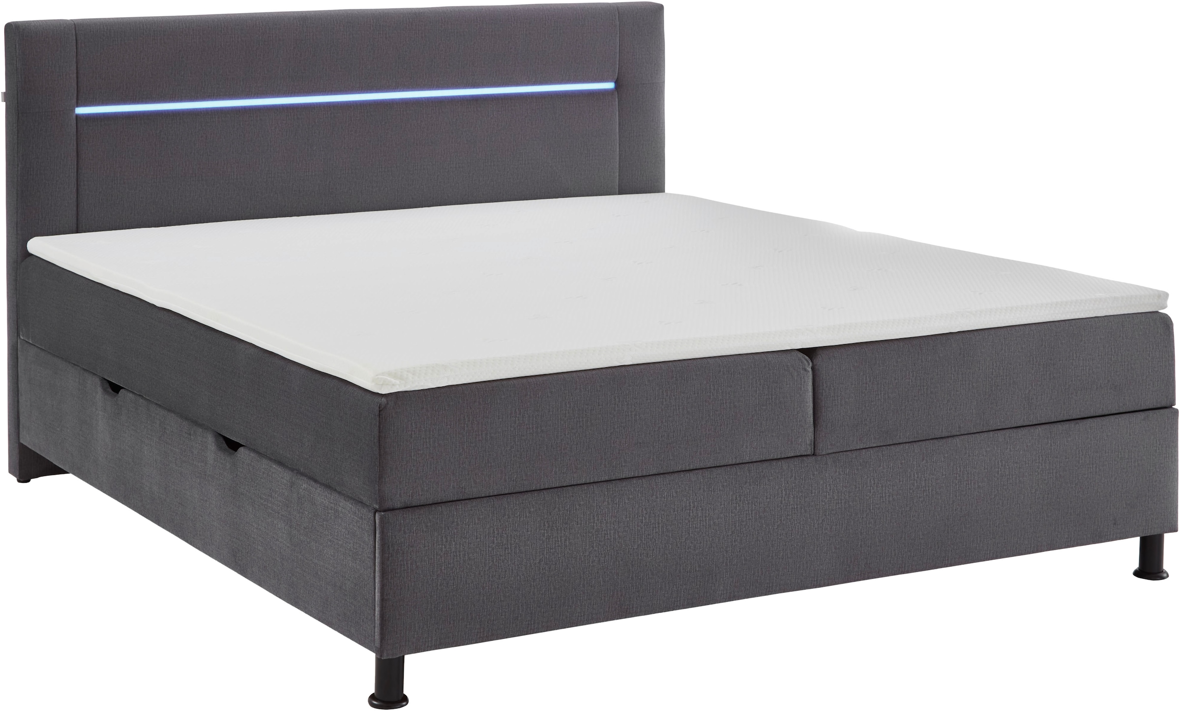 INOSIGN Boxbett »Escalon LED mit Bettkasten, inkl. Topper, LED-Lichtleiste im Kopfteil«, erhältlich in den Breiten 120x200cm und 180x200cm