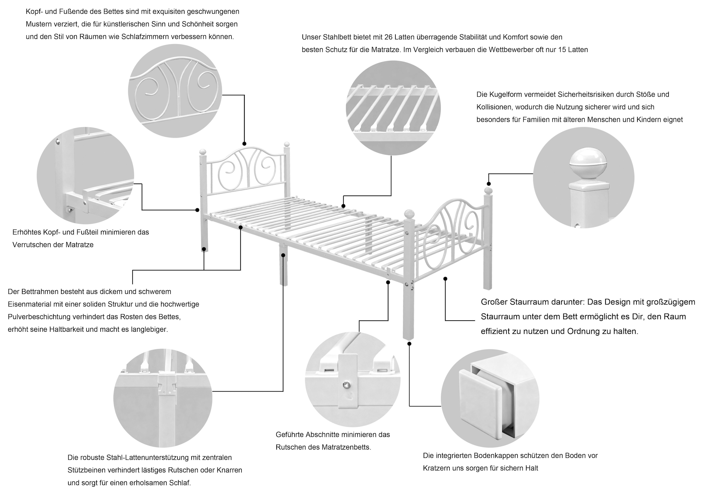 OTTO home Metallbett »LUND Landhausbett Bett Märchenbett Prinzessinbett« Träume wie im Märchen: Dein romantisches Metallbett in 2 Breiten