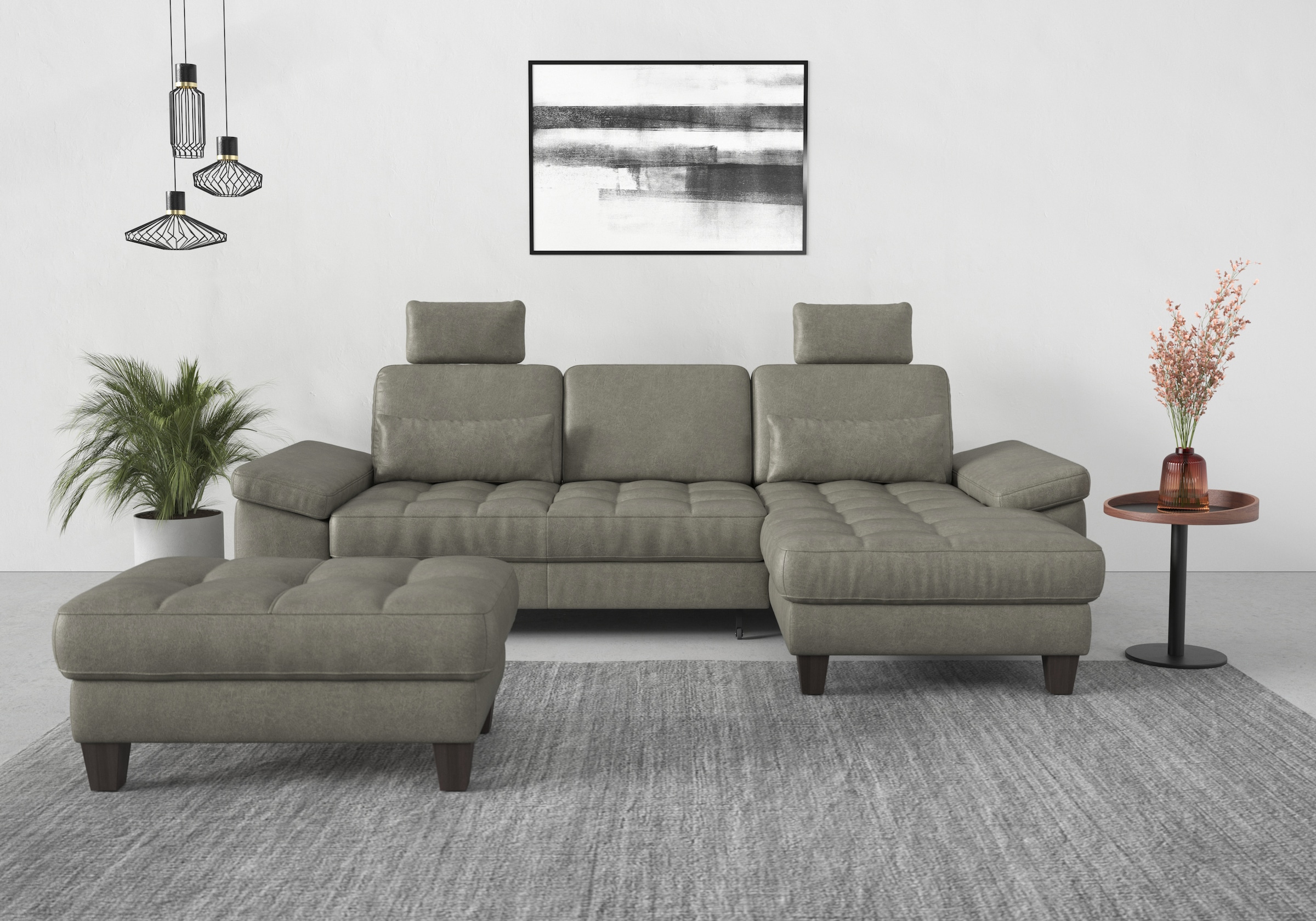 sit&more Ecksofa »Westham L-Form«, Recamiere, mit oder ohne Bettfunktion, Bettkasten, Füße wengefarben