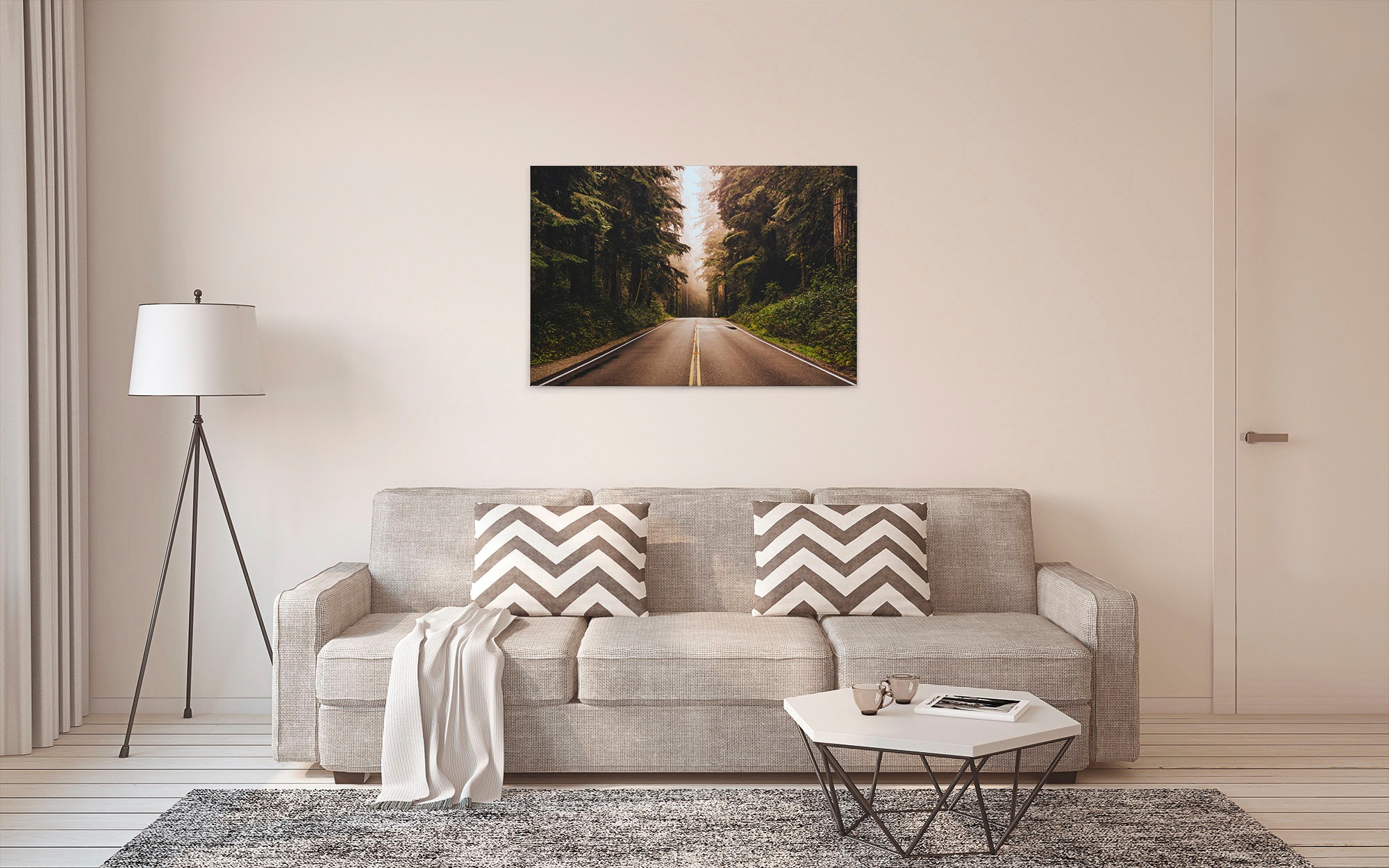 A.S. Création Leinwandbild »Road Trip«, Kunst-Wald-Kinder, (1 St.), Landstraße Bäume Keilrahmen Natur Leinwand-Bild Wohnzimmer modern Wand