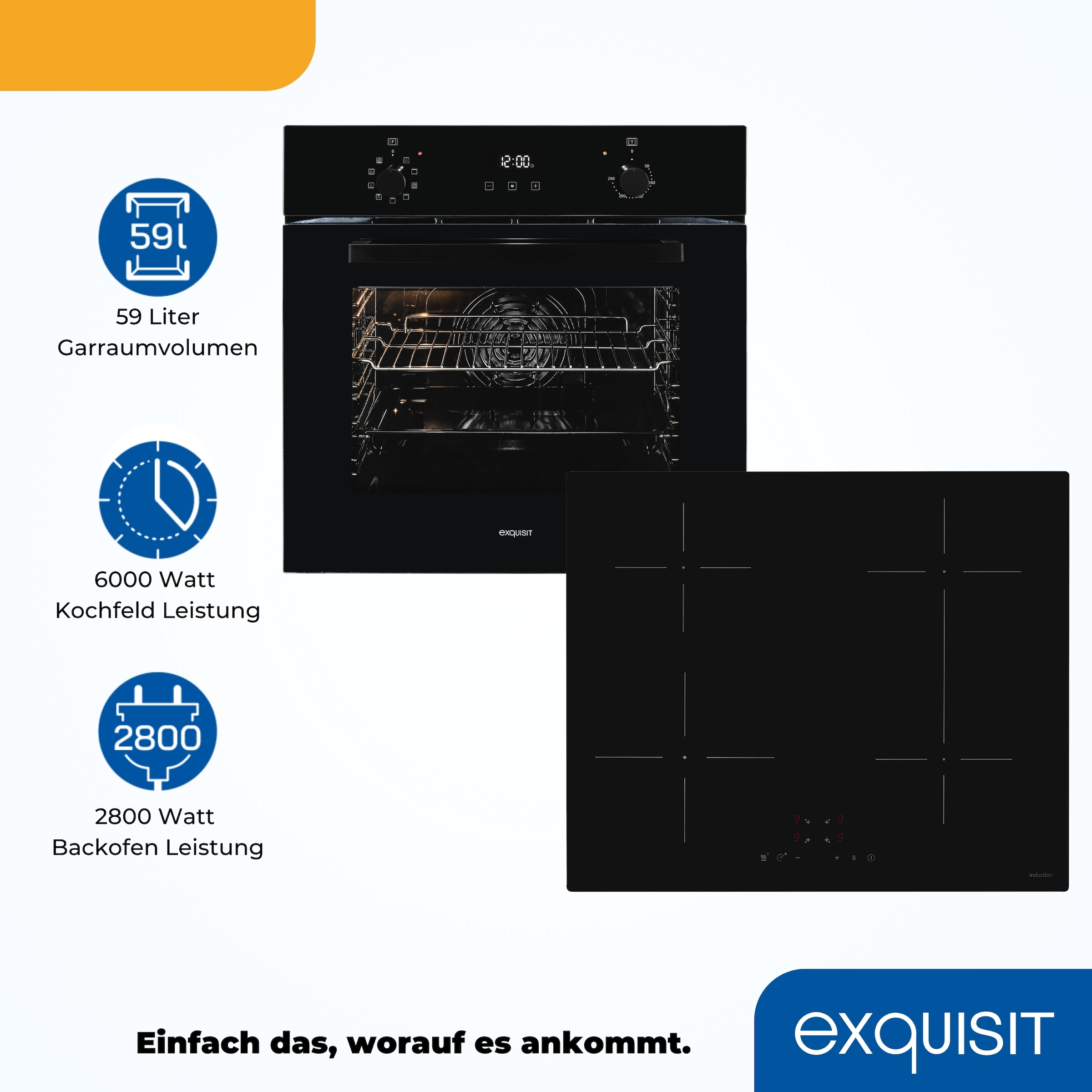 exquisit Backofen-Set »EBE257-H-020 schwarz« Set, 2 Stk. tlg.
