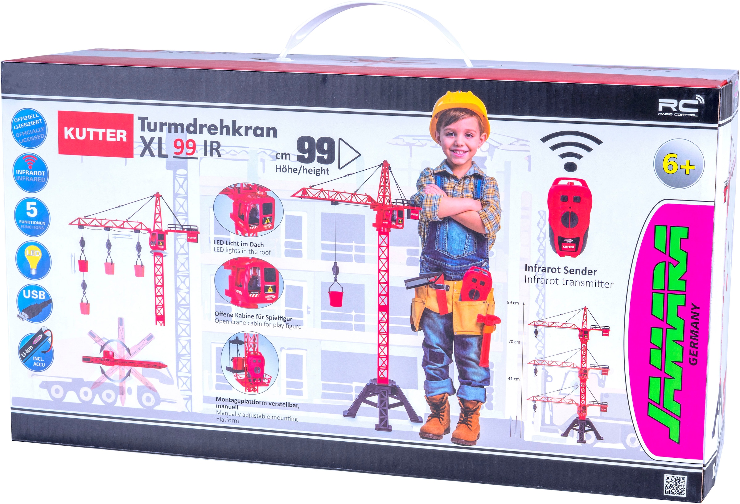 Jamara RC-Kran »Turmdrehkran Kutter XL 99 IR«, LED Licht im Dach