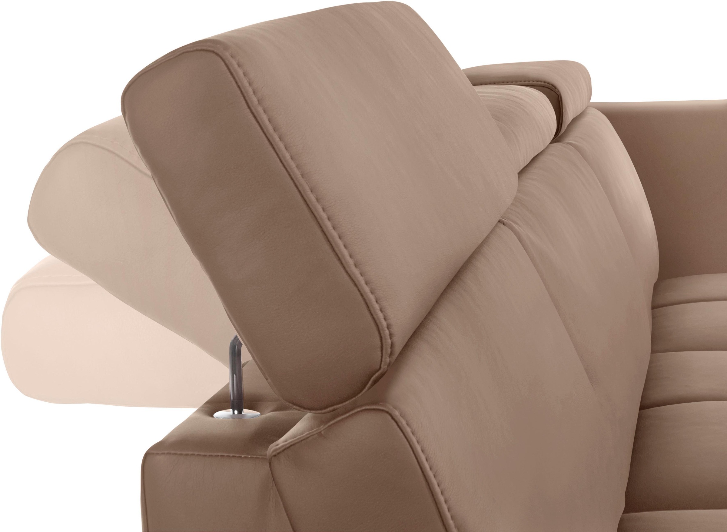 DOMO collection Ecksofa »Ava, moderne Sitzheftung mit toller Doppelnaht, komfortabel, L-Form«, mit Ottomane, inkl. Federkern, wahlweise mit Kopfteilverstellungen