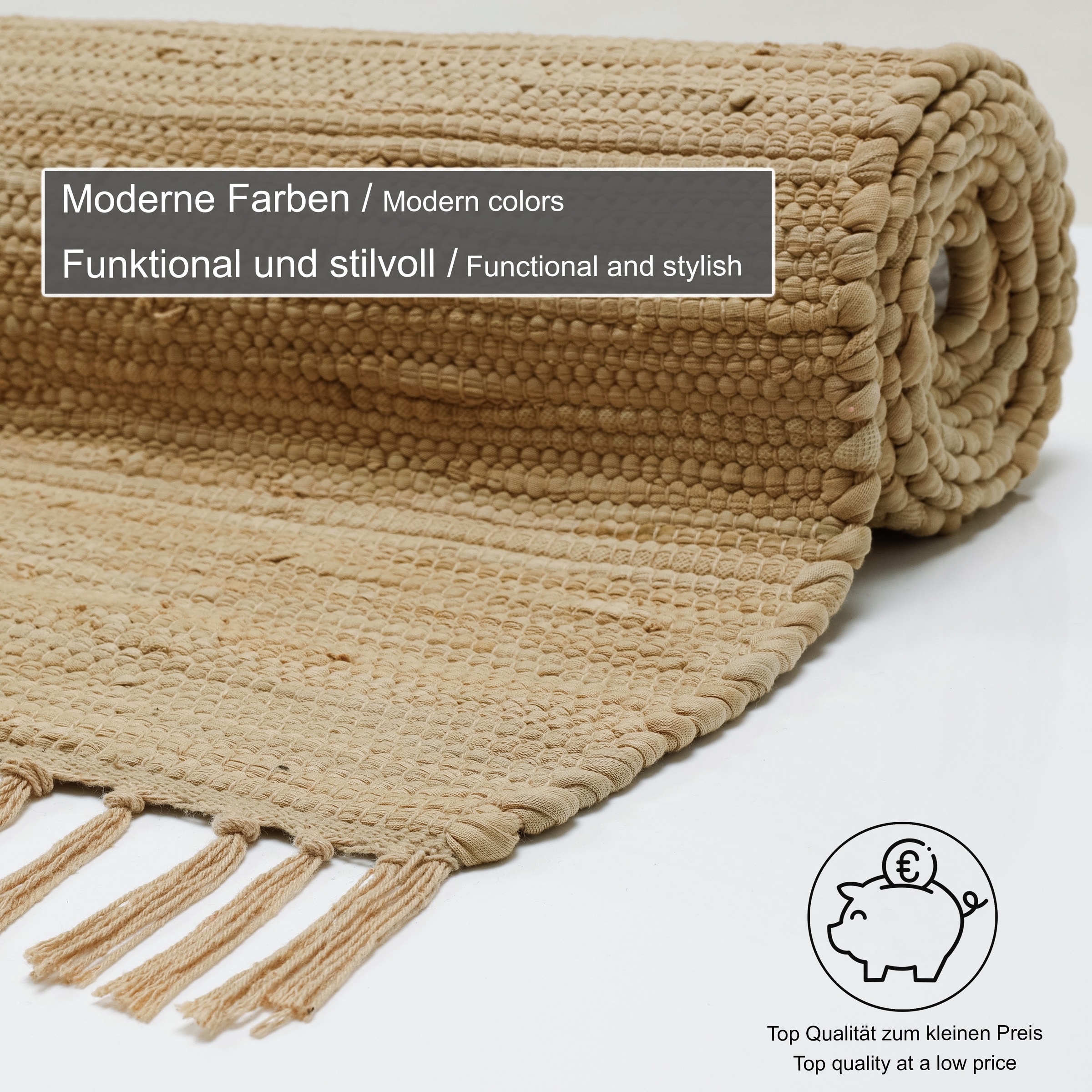 THEKO Teppich »Happy Cotton Fleckerl, handgewebt« rechteckig 5 mm Höhe Flachgewebe, reine Baumwolle, meliert, mit Fransen, auch als Läufer