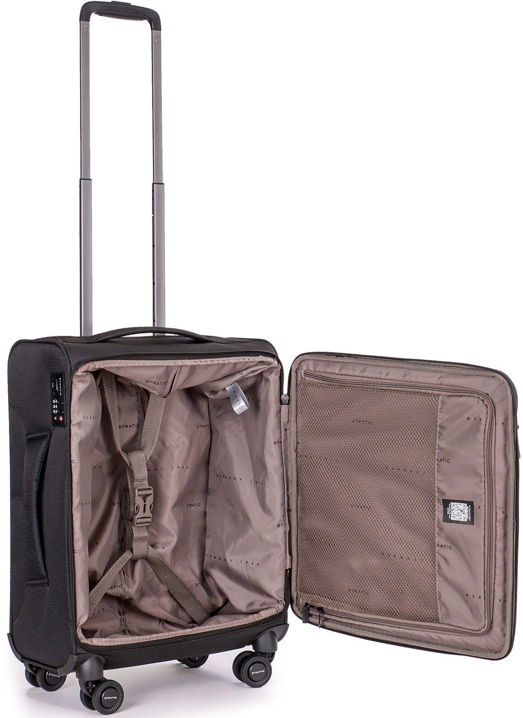 Stratic Weichgepäck-Trolley »Stratic Light + S, black«, 4 Rollen, Handgepäck Reisekoffer Reisegepäck TSA-Zahlenschloss