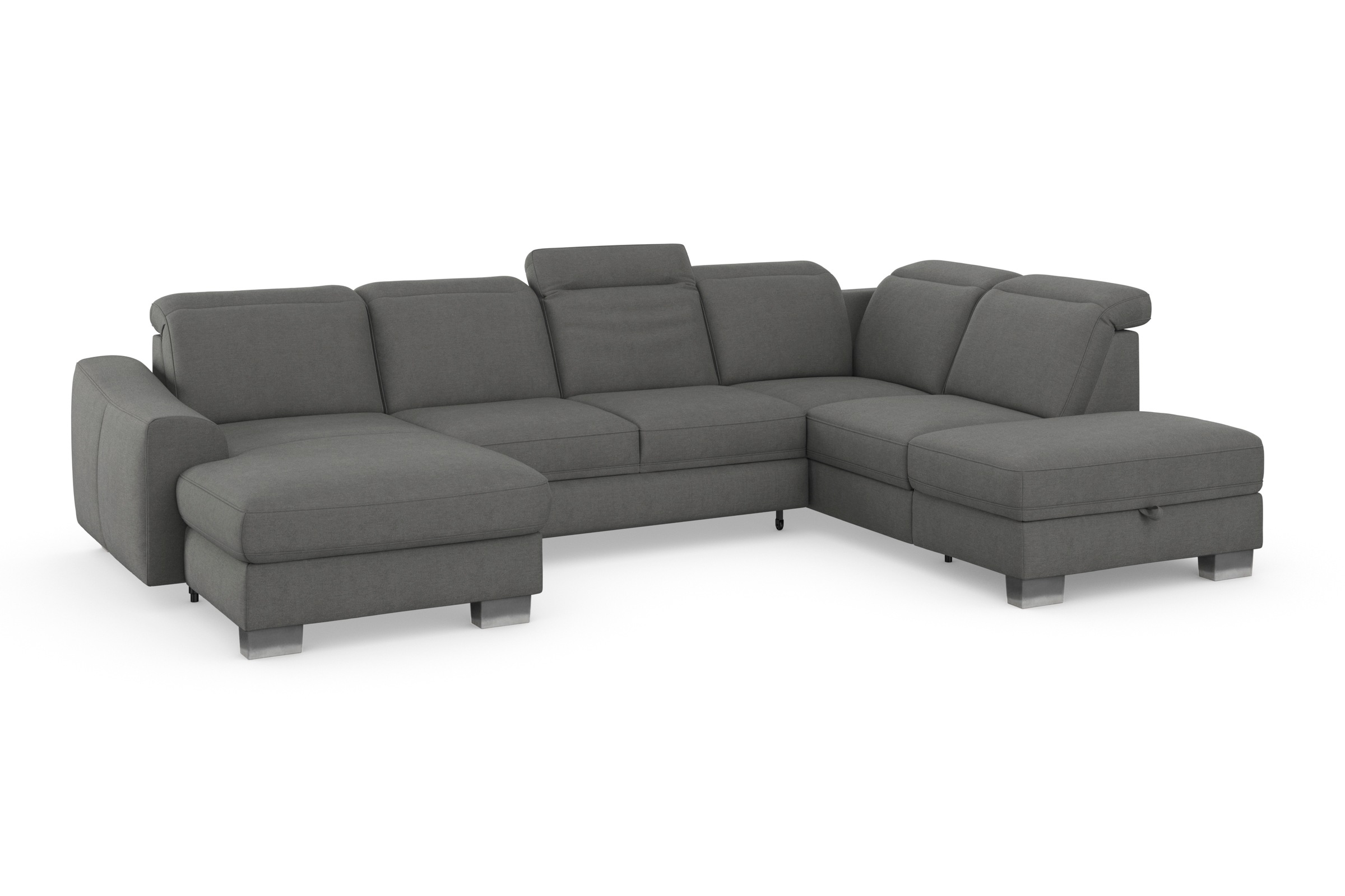 sit&more Wohnlandschaft »Dundee U-Form«, mit Federkern und Edelstahlfüßen, wahlweise mit Kopfteilverstellung
