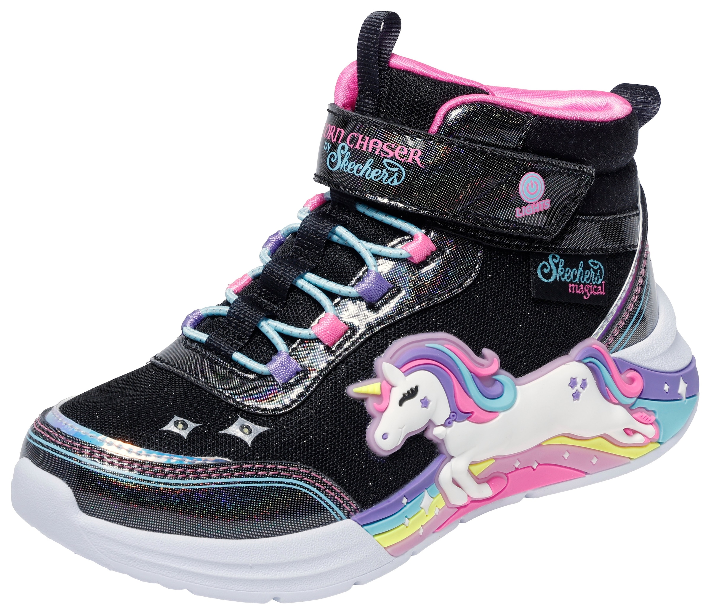 Skechers Mädchen Sneaker »UNICORN CHASER« Boots mit Einhorn, Größenschablone zum Download schwarz 34