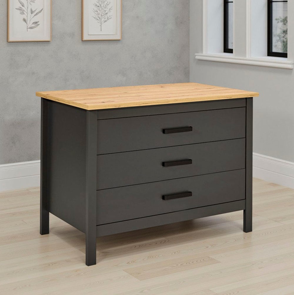 Inter Link Kücheninsel »Kücheninsel Piazza Nero« Schubladen, herausnehmbare Regalböden, Soft-Close, 124x75x91 cm