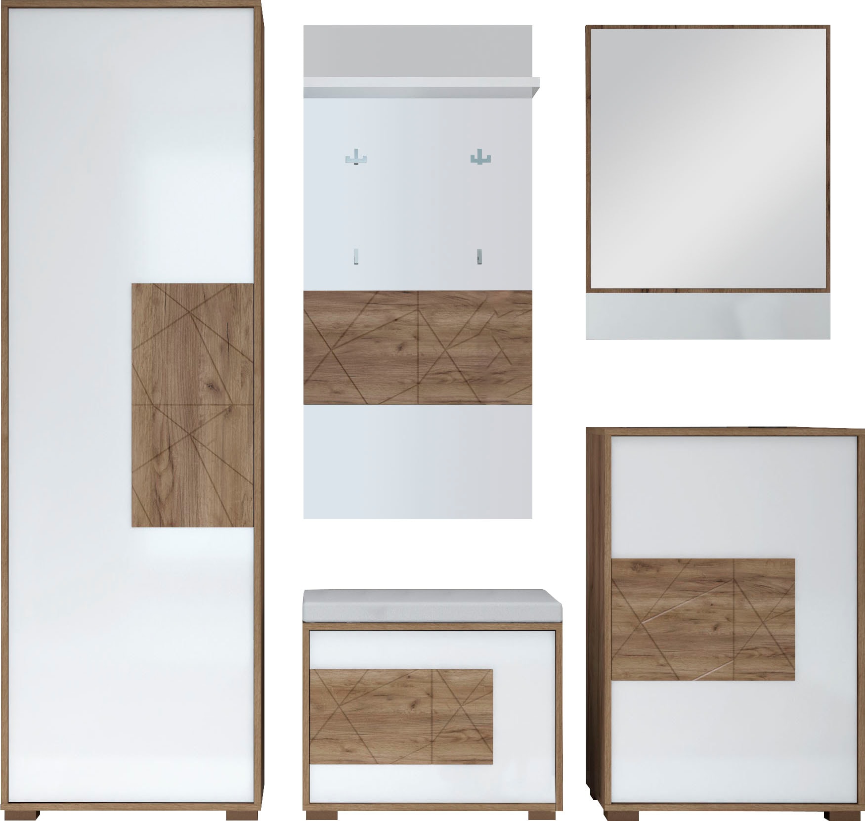 PLACES OF STYLE Garderoben-Set »Stela« Set, Garderobenschrank,Schuhschrank, günstig online kaufen