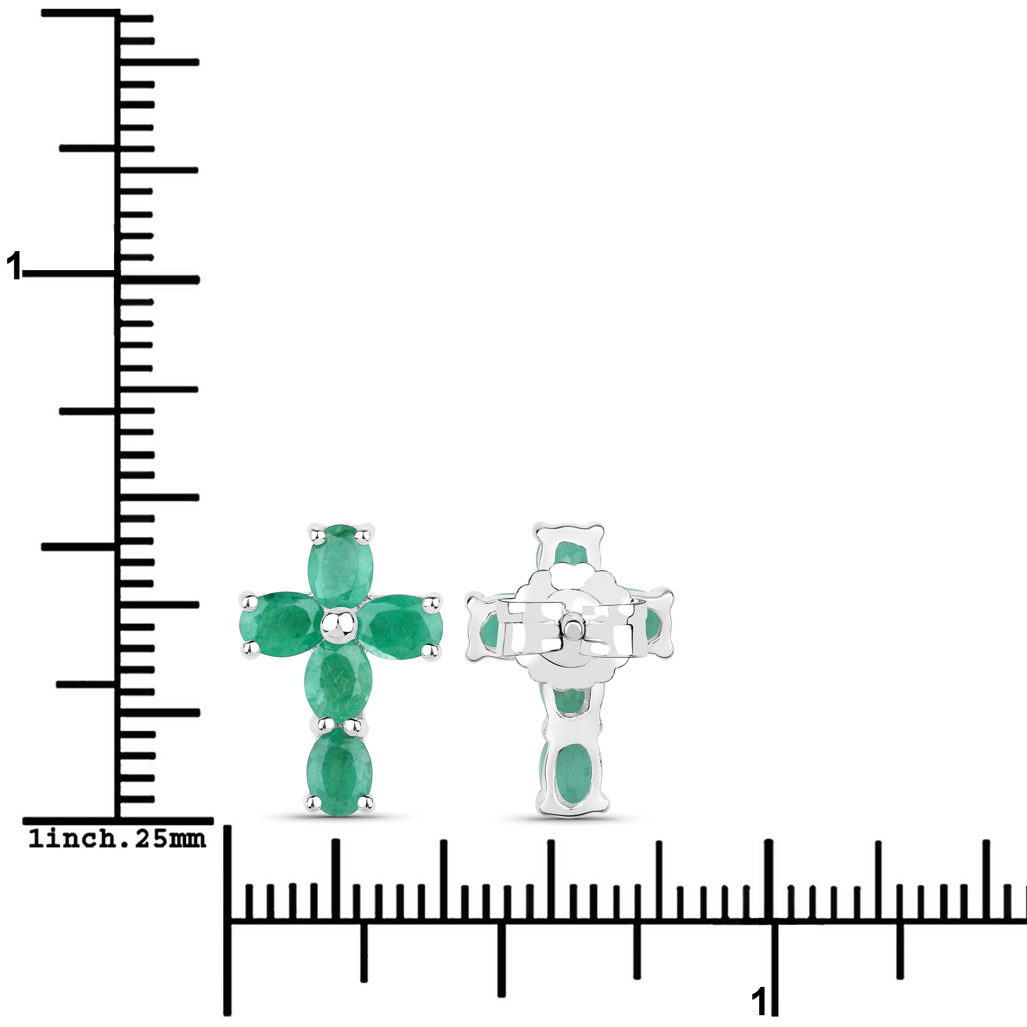 Vira Jewels Paar Ohrstecker »Silber 925 rhodiniert Kreuz-Motiv mit echten Smaragd-Steinen«
