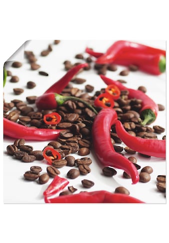 Wandbild »Frische Chili auf Kaffee«, Lebensmittel, (1 St.)