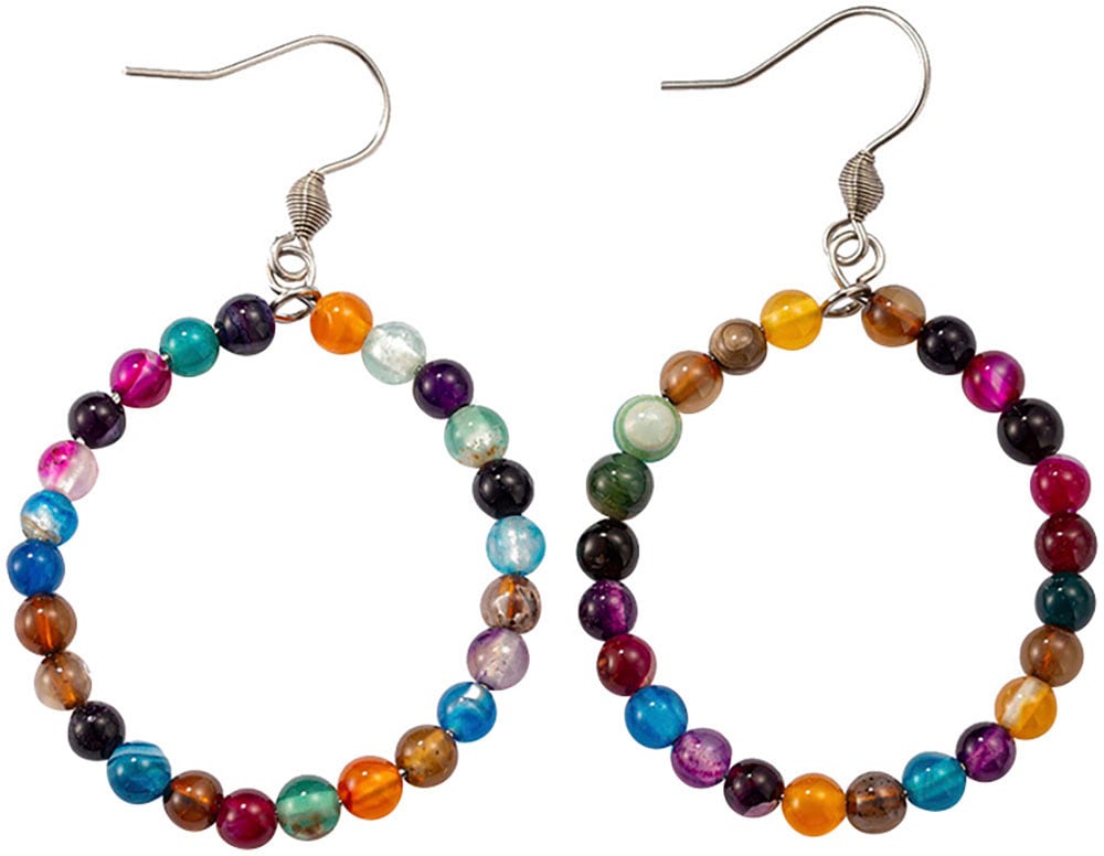Firetti Ohrhaken-Set »Schmuck Geschenk Silber 925 Ohrschmuck Ohrringe Edelsteine«, (Set, 4 tlg.), Made in Germany - mit Achat, Rosenquarz