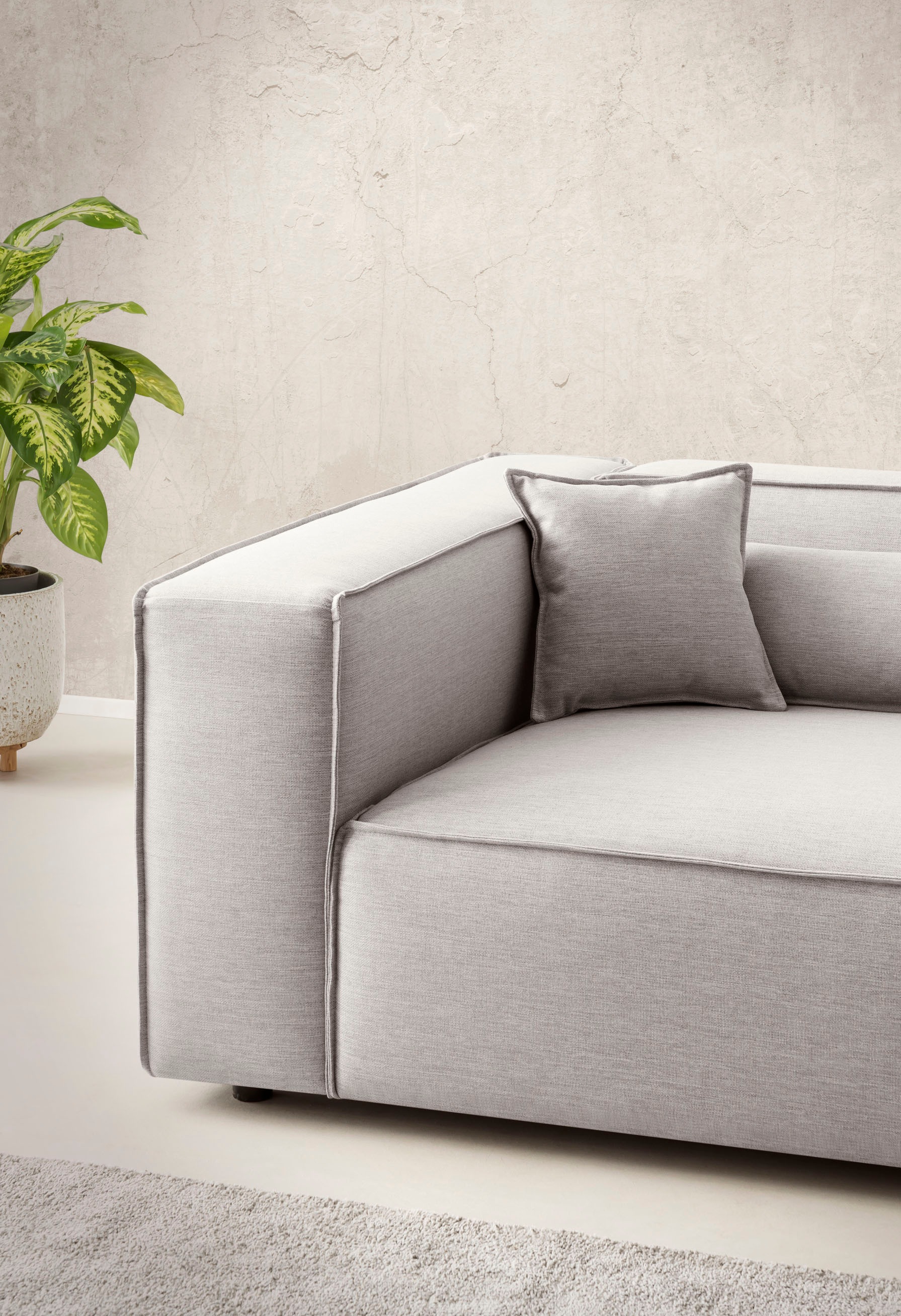LeGer Home by Lena Gercke 3-Sitzer »PIARA, XXL Sofa mit Kedernaht, Big-Sofa in Cord oder Leinenoptik«, schwarze Füße, bequemer Sitzkomfort, extra tiefe Sitzfläche