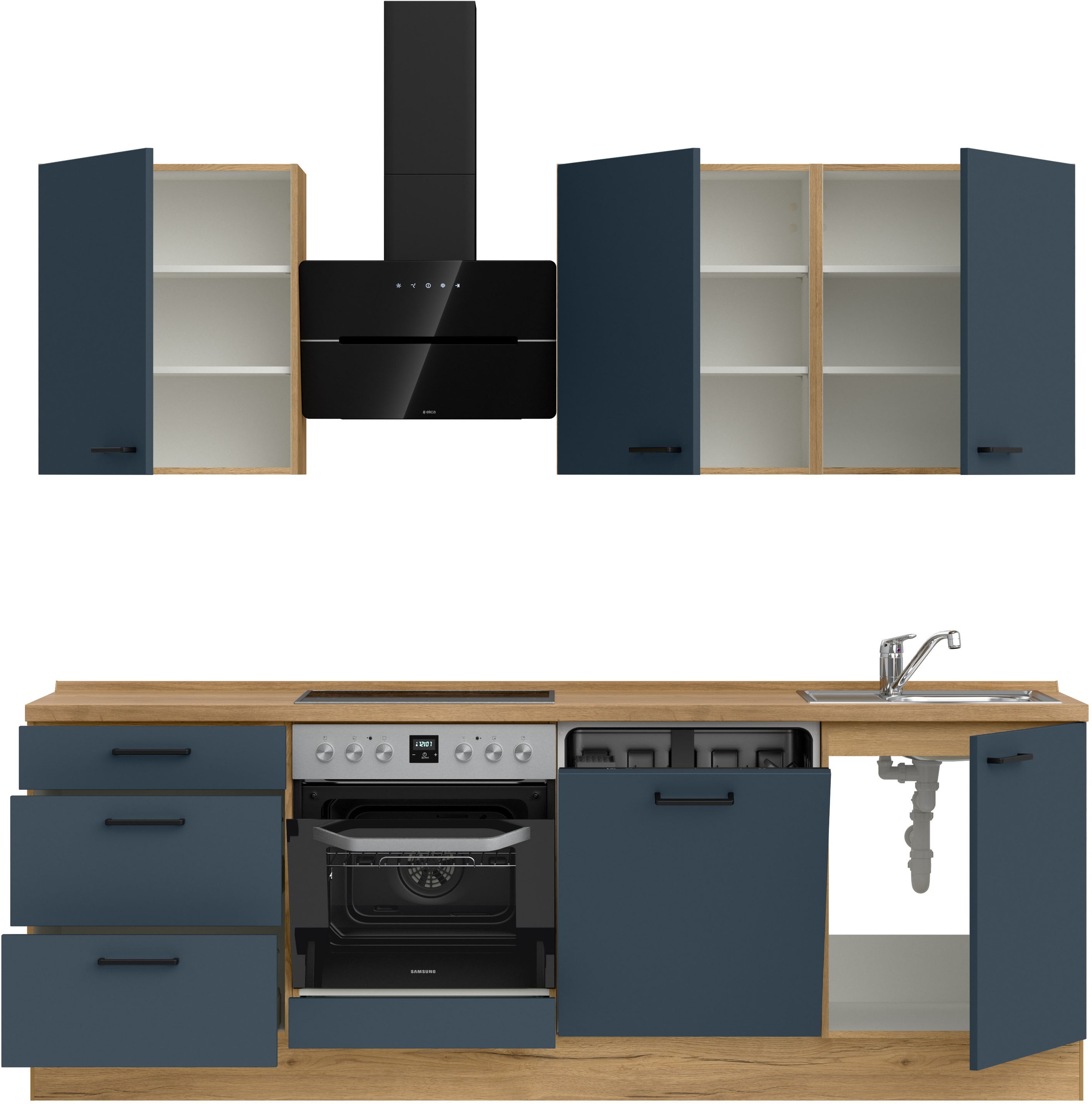 nobilia® Küchenzeile »"Easytouch II"«, vormontiert, Ausrichtung wählbar, Breite 240 cm, wahlw. mit E-Geräten