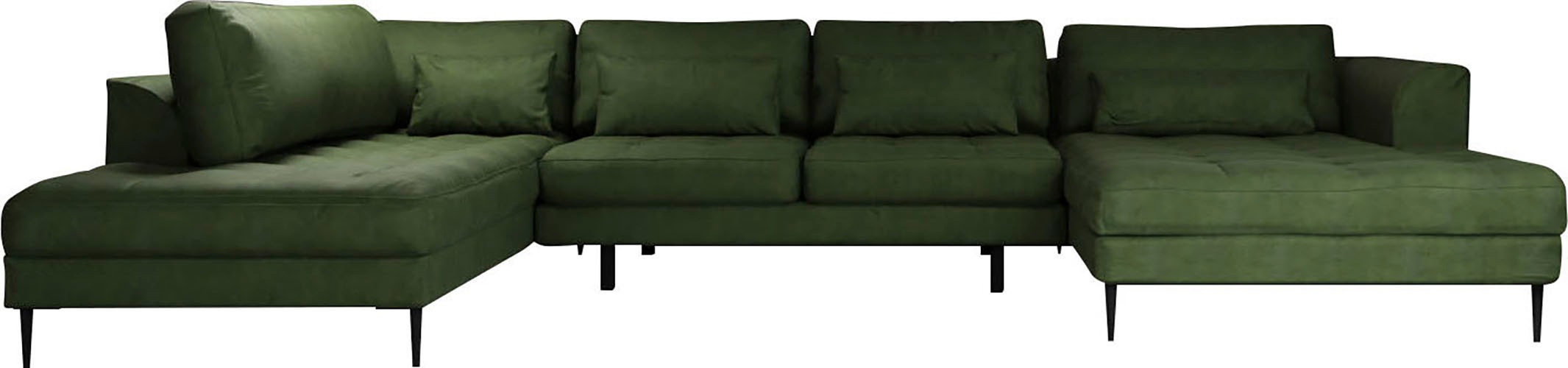 TRENDMANUFAKTUR Wohnlandschaft »Luzi, gemütliches Sofa mit extra viel Platz, U-Form, viele Kissen«, Designsofa mit tollem Sitzkomfort, Metallfüße schwarz, Breite 361 cm