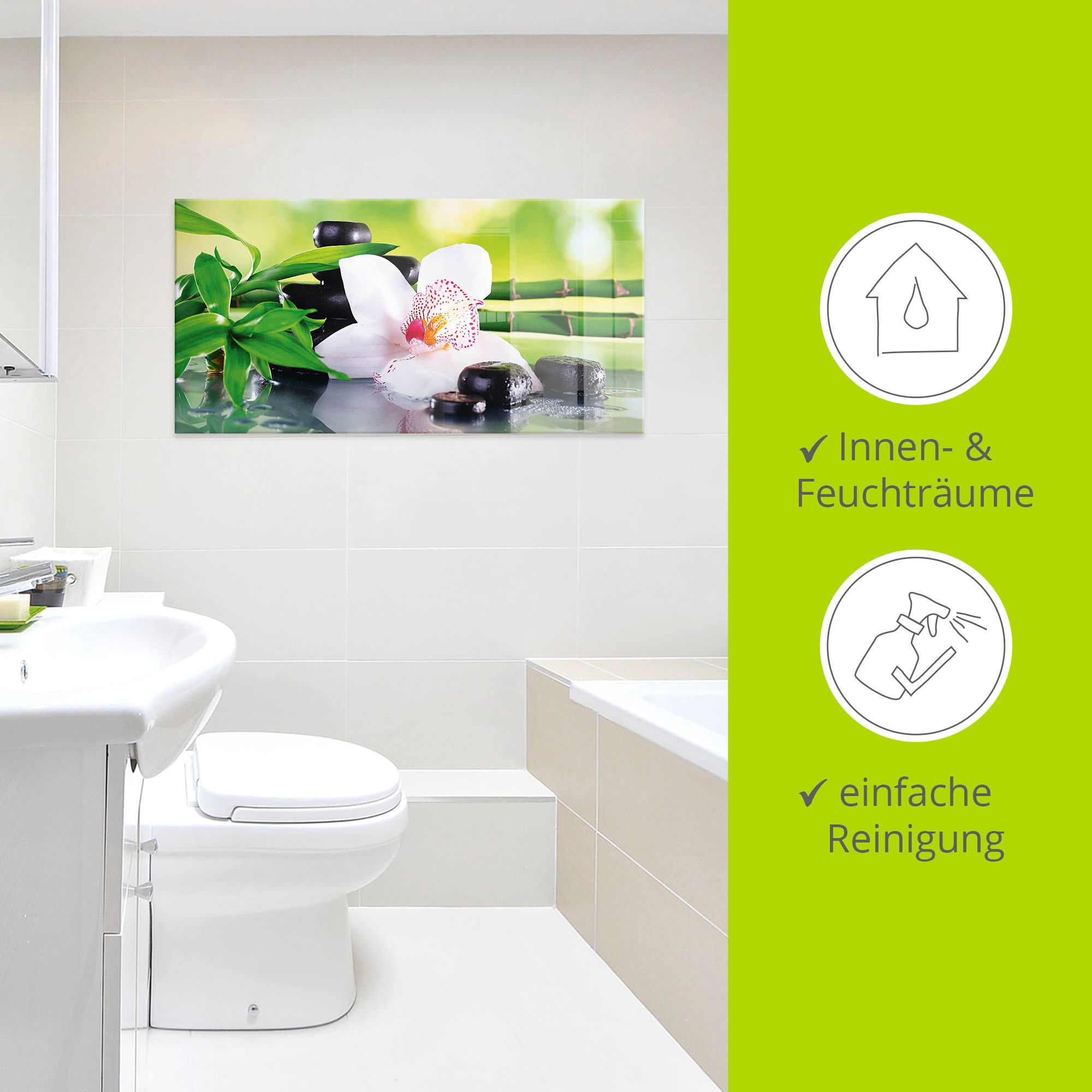Artland Glasbild »Spa Steine Bambus Zweige Orchidee«, Zen, (1 St.), in verschiedenen Größen