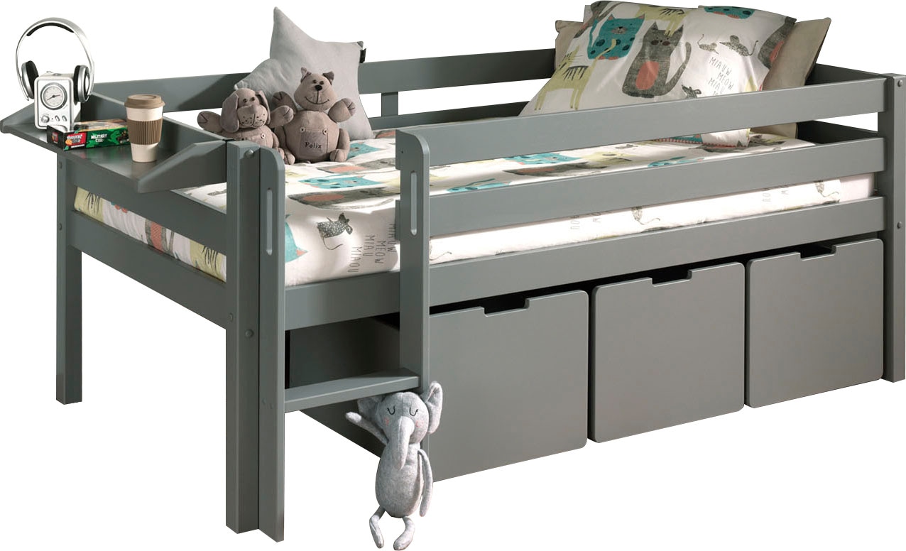 Bild von Vipack Spielbett »Vipack Pino«, (Made in Europe), Niedriges Spielbett mit LF 90 x 200 cm, mit Leiter und 3 Rollboxen